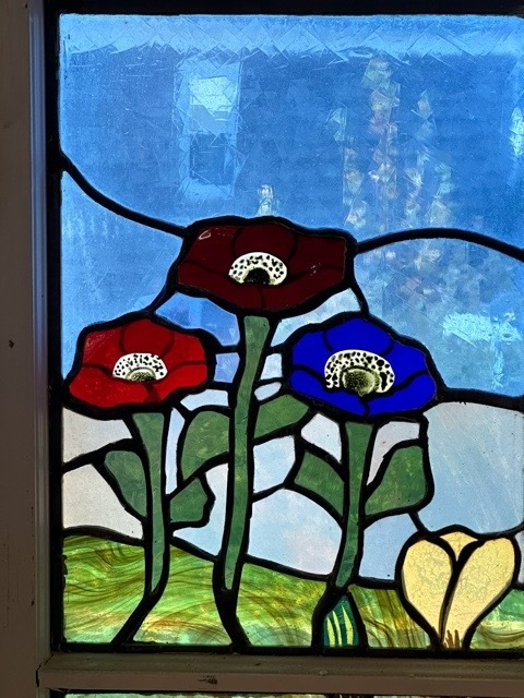 A detail of a stained glass window at Temple Adas Israel. RIVALYN ZWEIG PHOTOGRAPHY