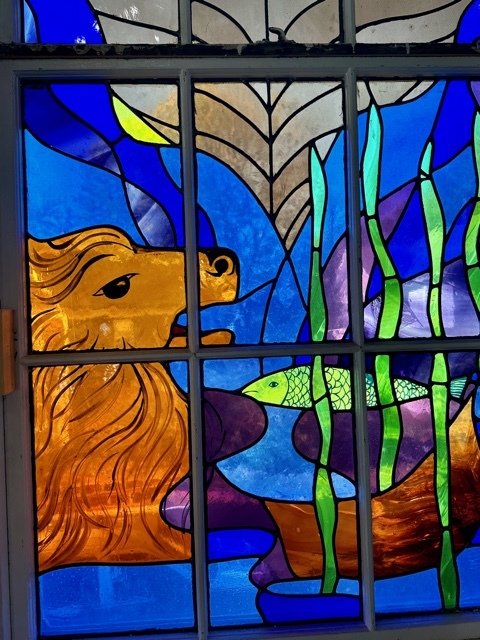 A detail of a stained glass window at Temple Adas Israel. RIVALYN ZWEIG PHOTOGRAPHY