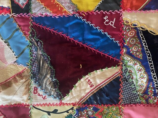 A close-up of the quilt created in 1860 by the great-grandmother of Stephanie Joyce and Liz Joyce. It was restored by their grandmother, Betty K. Fiers, for their mother, and passed down to them. COURTESY STEPHANIE AND LIZ JOYCE