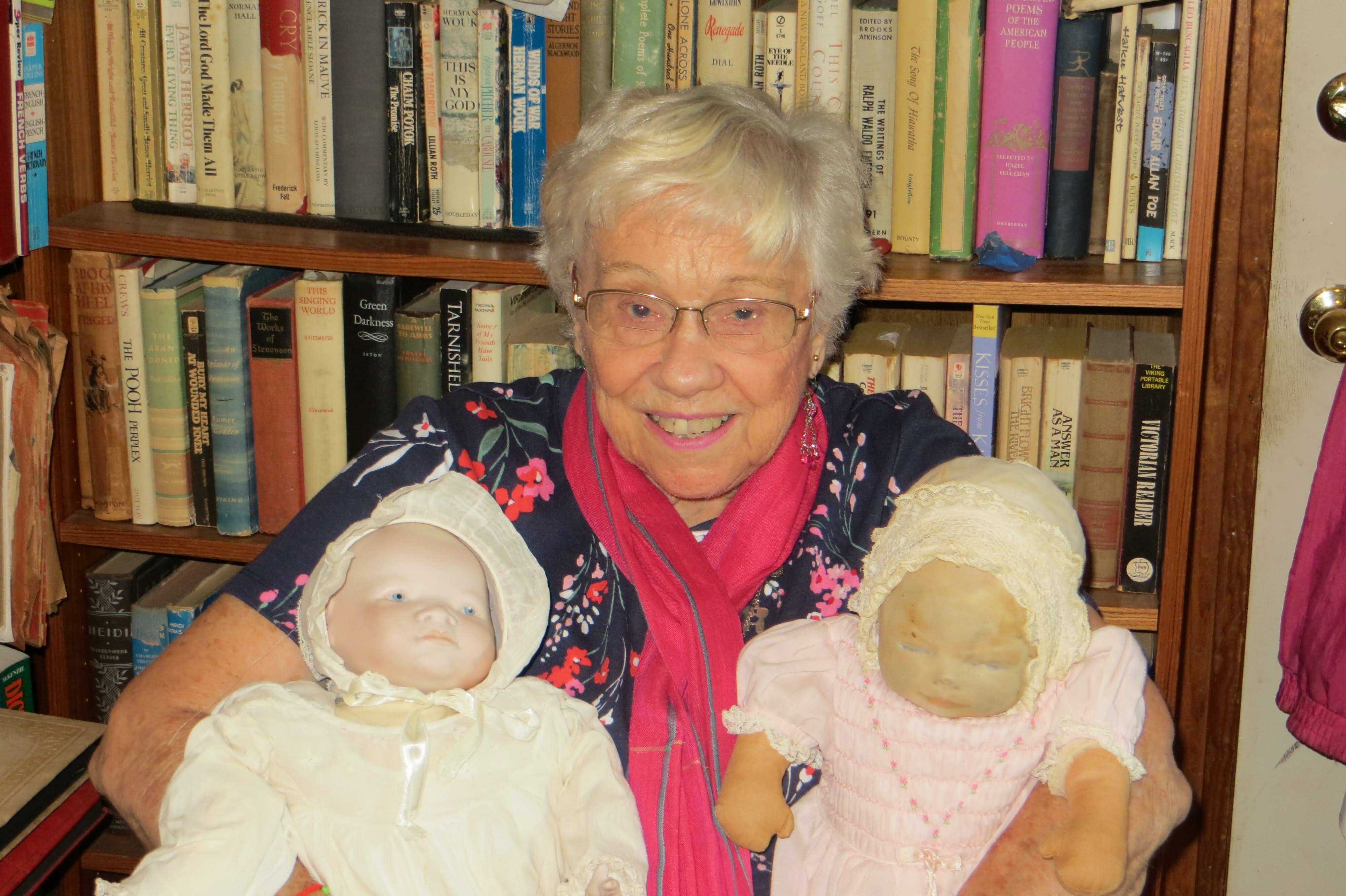 Joan Weingartner holds her newest and oldest Bye-Lo Baby dolls. COURTESY JODI M. ALTENDORF