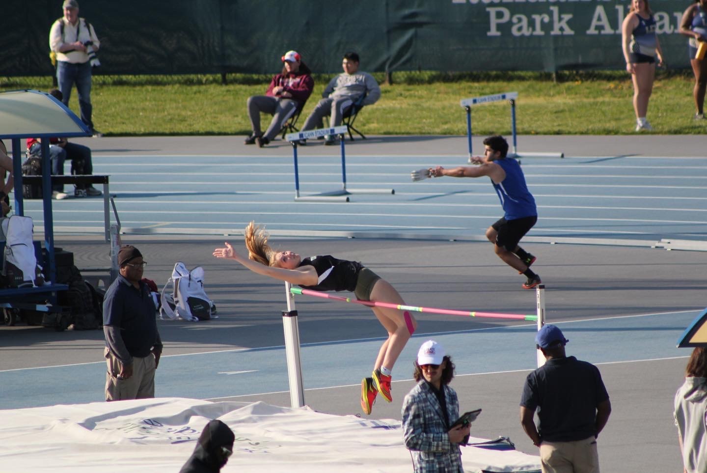 Madison Phillips competing in the high jump as part of the heptathlon.