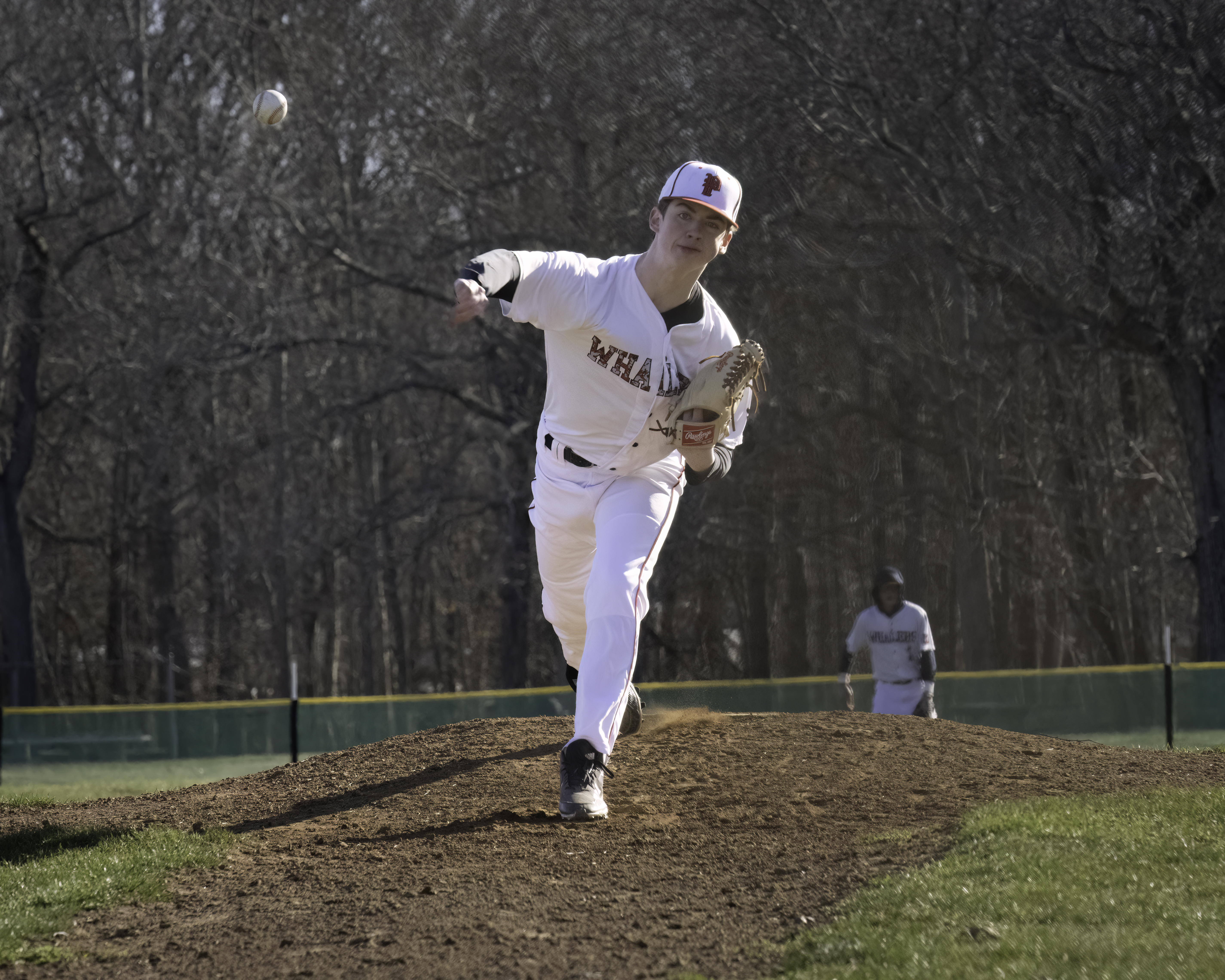 Pierson's Nathan Dee hurls a pitch toward home plate.  MARIANNE BARNETT