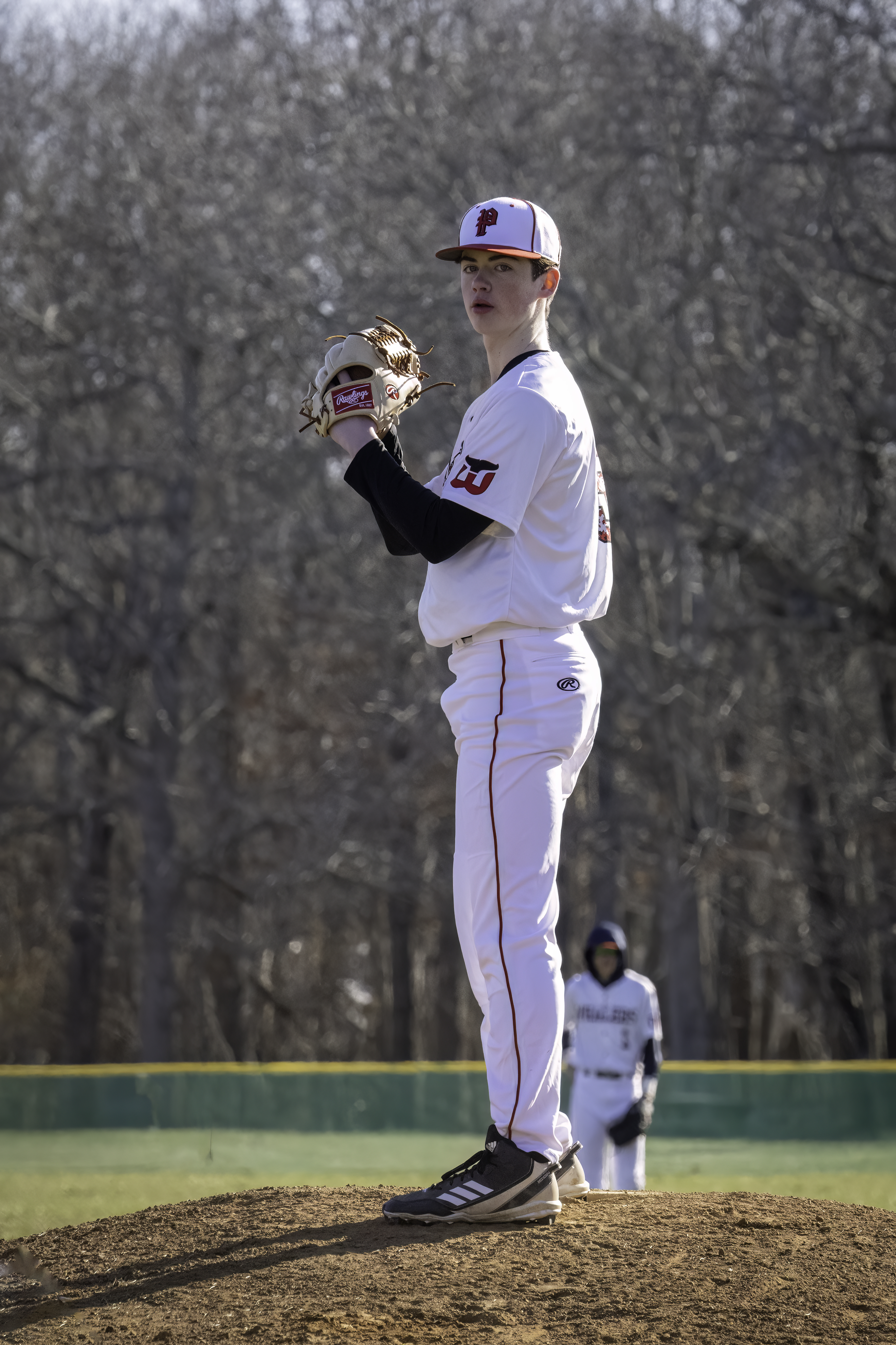 Whaler Nathan Dee gets set before delivering a pitch.   MARIANNE BARNETT