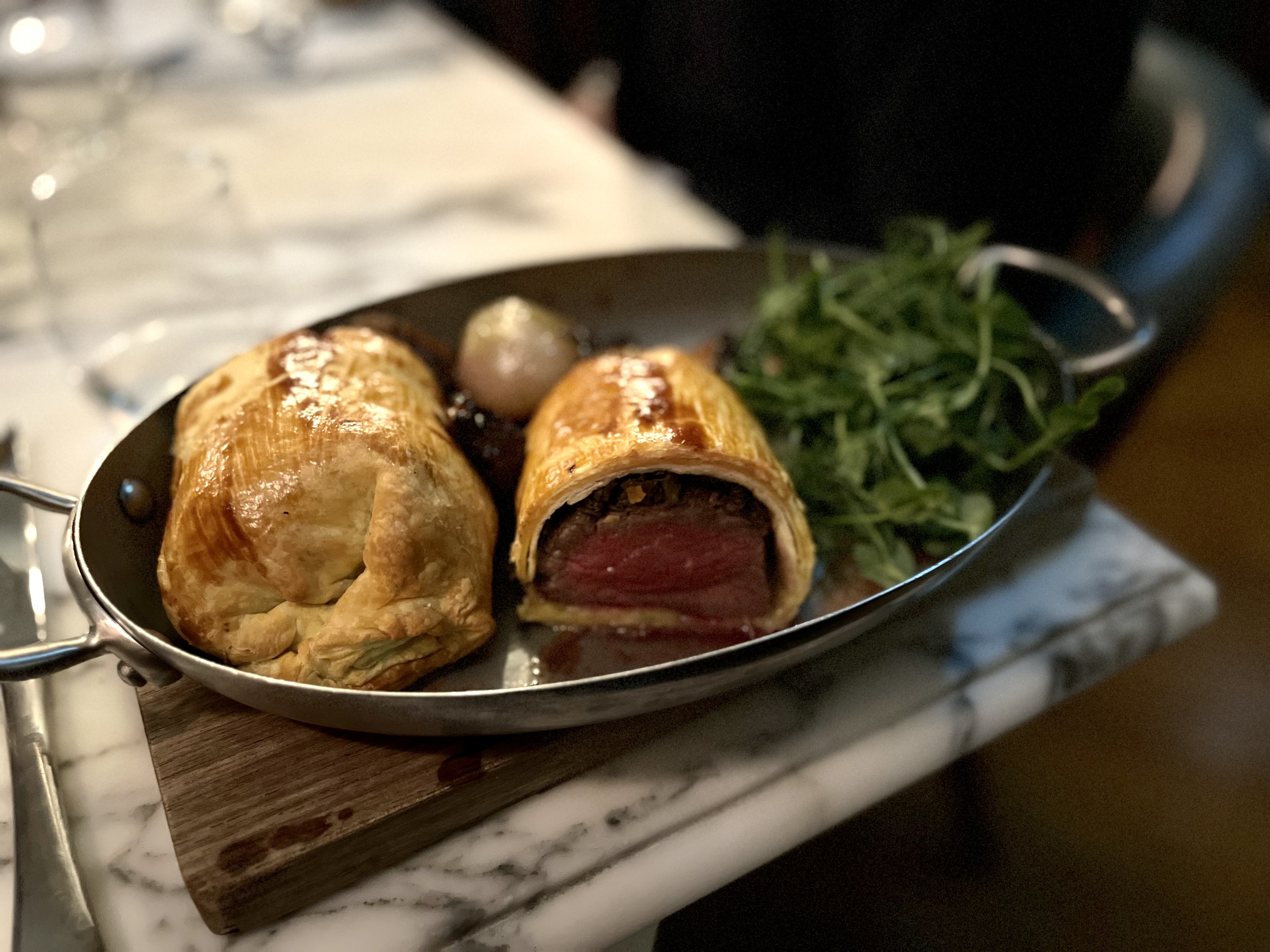 Beef Wellington for two at Lygon Arms. Hannah Selinger photo