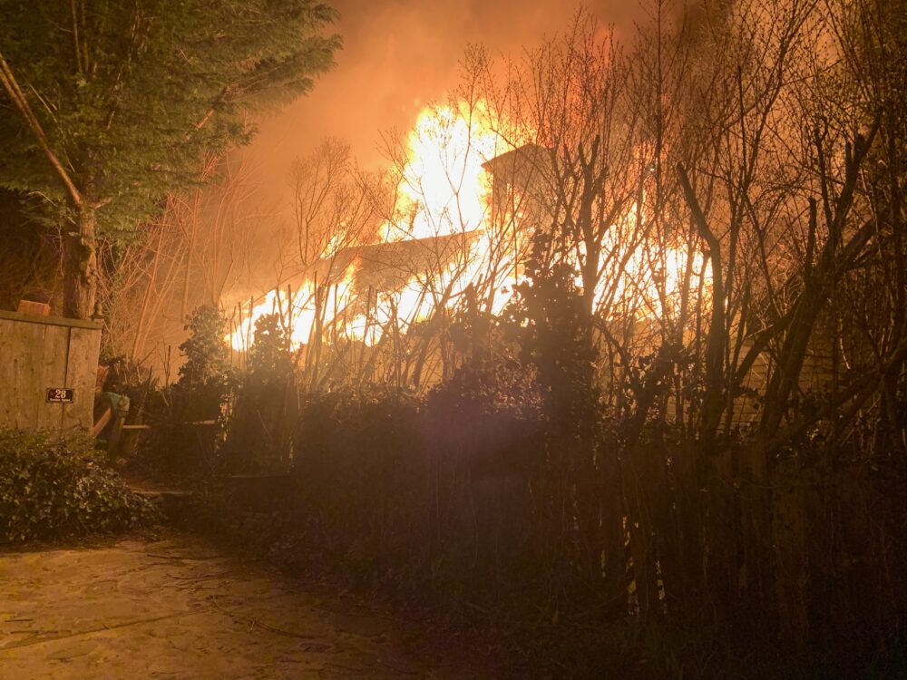 Fire broke out in a detached garage at Union Burger Bar on Bowden Square in Southampton Village late on Easter Sunday.    COURTESY  SOUTHAMPTON FIRE DEPARTMENT