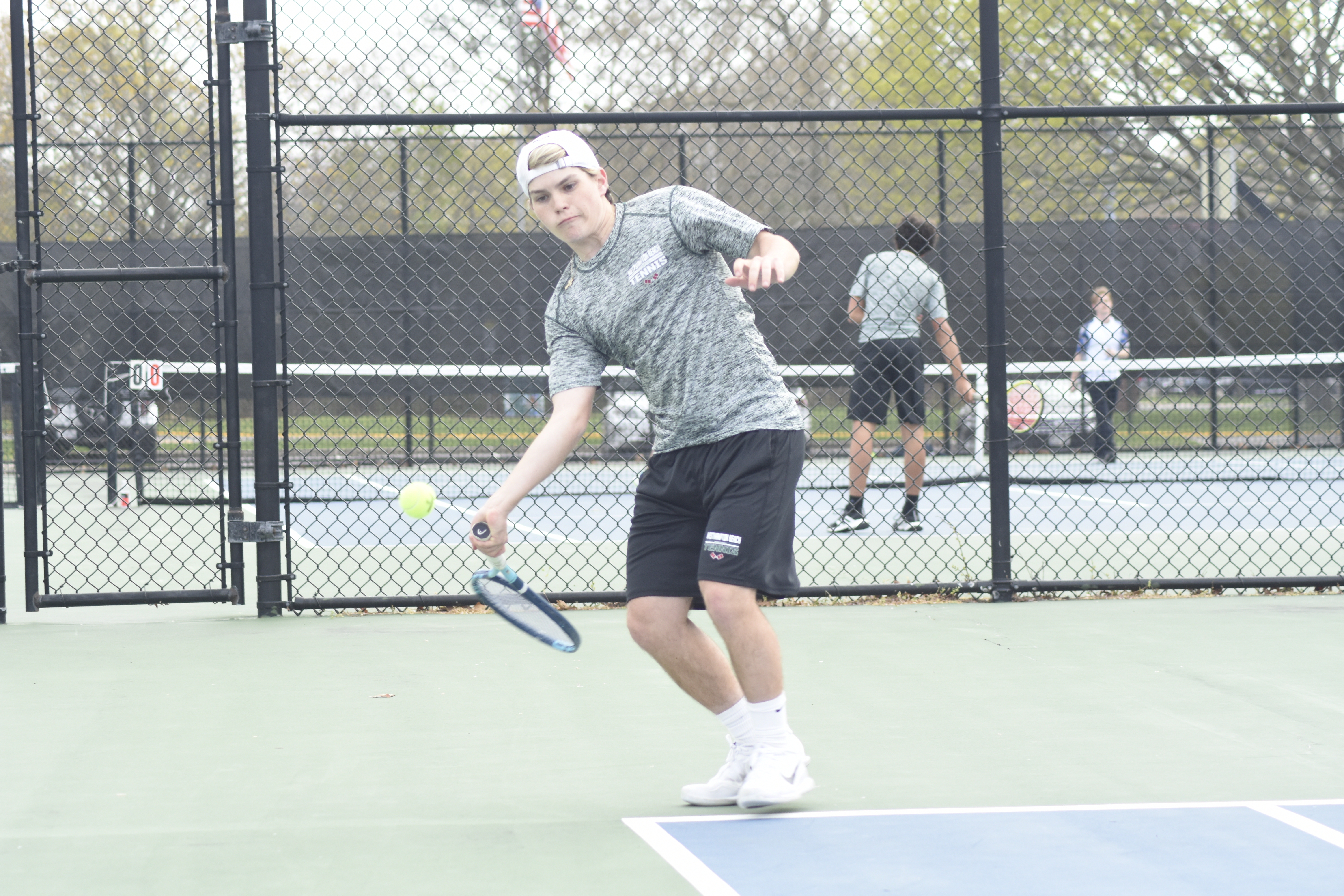 Senior Gavin Vander Schaaf  rallies from the baseline. DREW BUDD