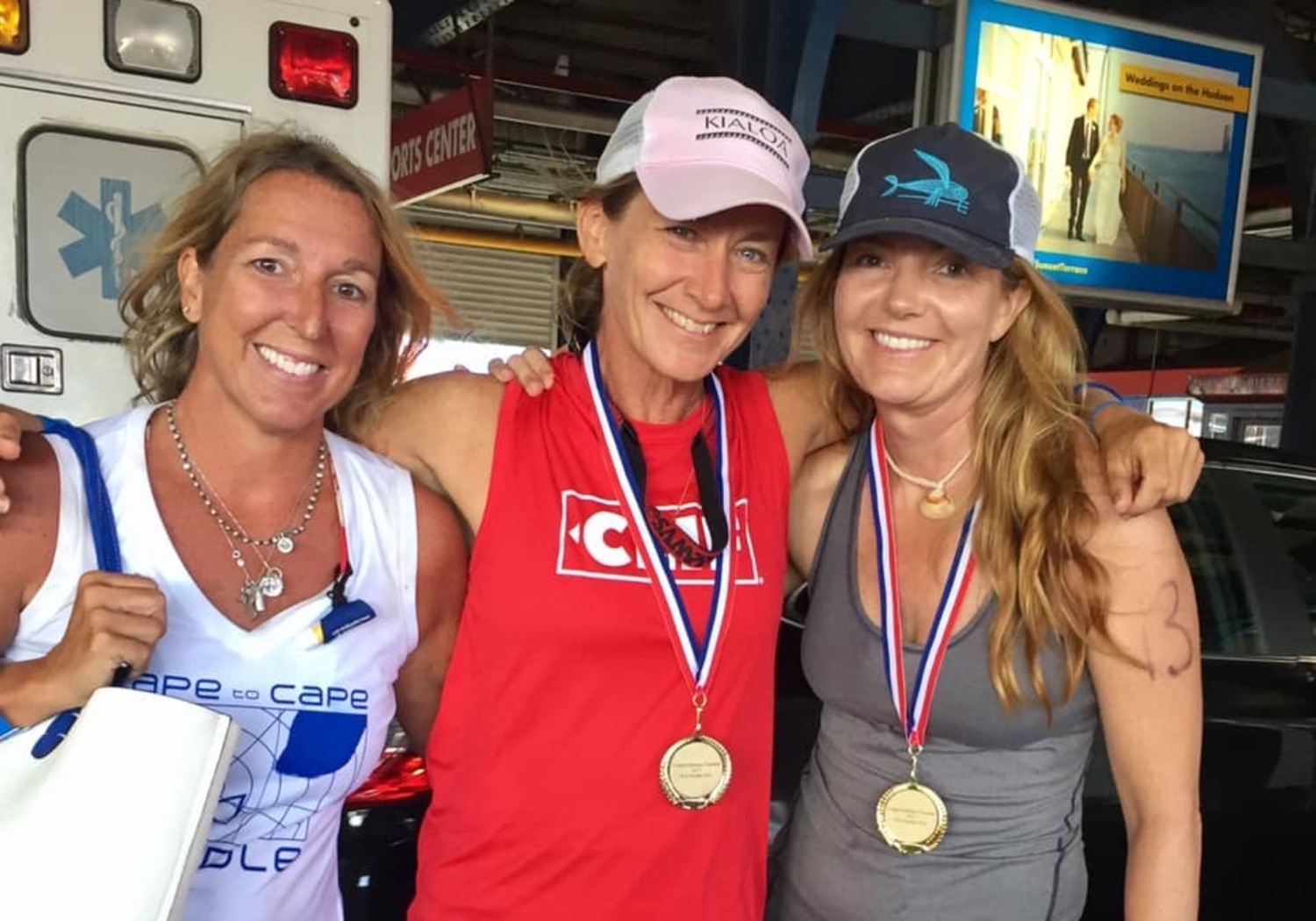 The Crossing relay team Josetta Latta, Evelyn O'Doherty and Claire Condie Balserski. COURTESY EVELYN O'DOHERTY