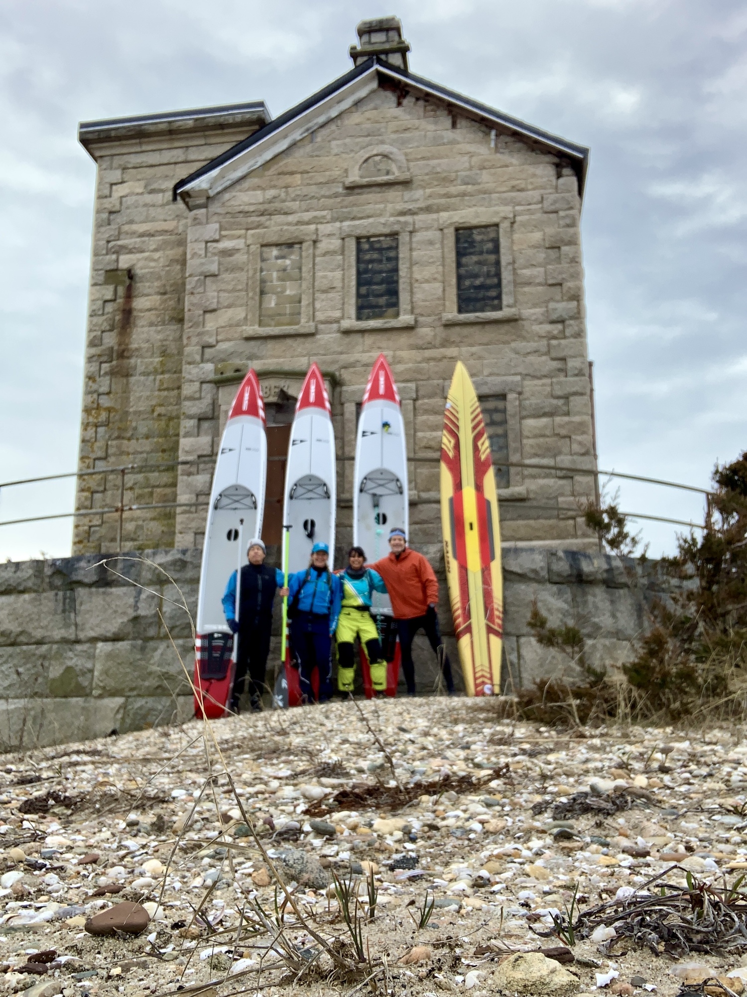 The winter training crew, Billy Baldwin, Evelyn O'Doherty, Nehal Hakim, and Edmonds Bafford. COURTESY EVELYN O'DOHERTY