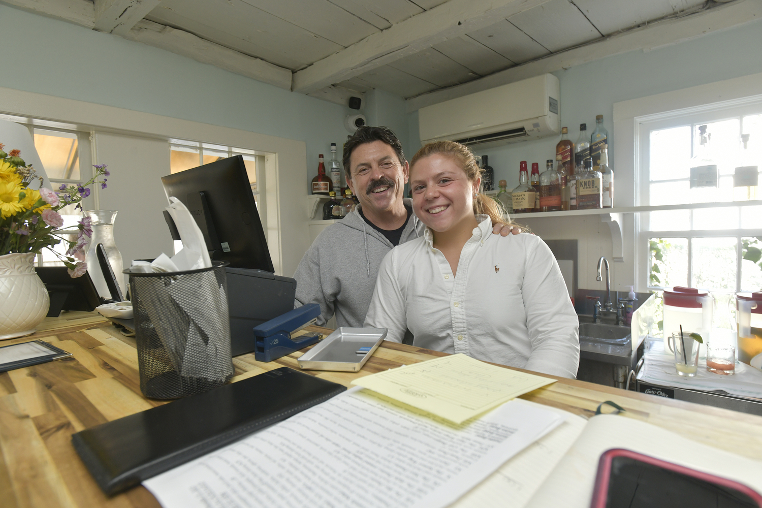 Tom Carson with his daughter, Gemma, at Farm Country Kitchen in Riverhead.