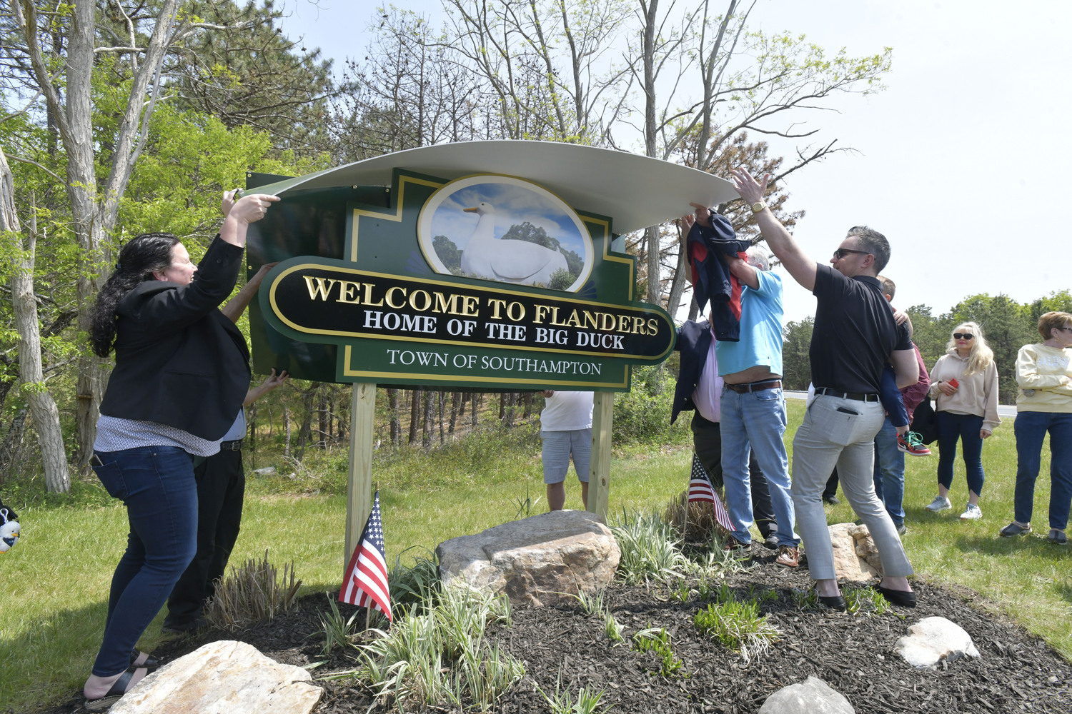 The unveiling of the new sign on Monday afternoon.  DANA SHAW