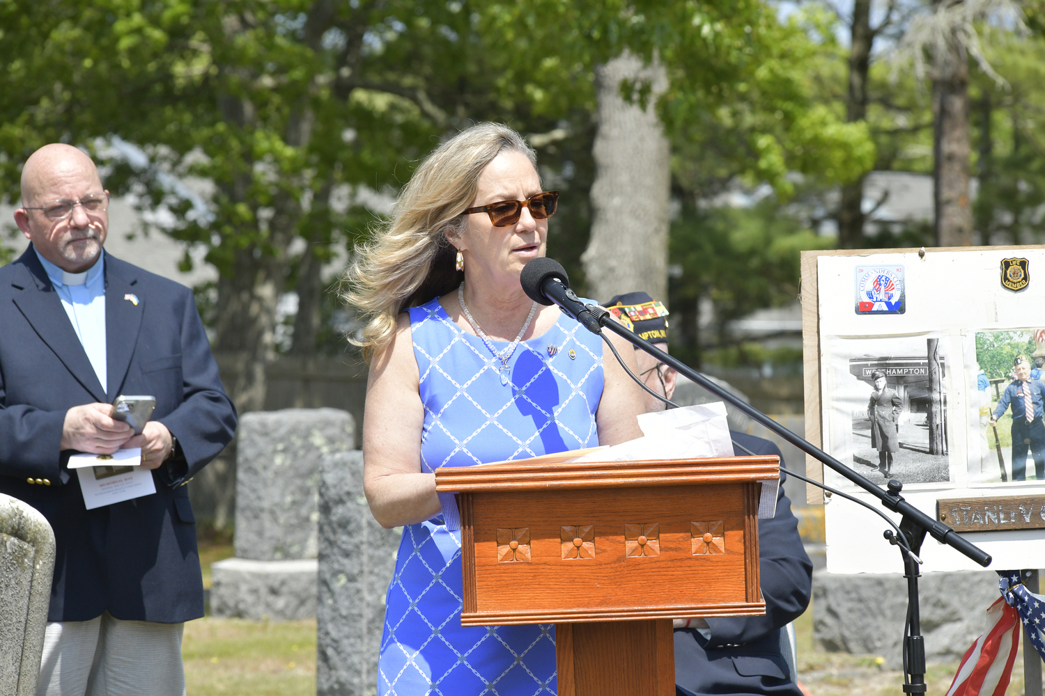 Southampton Town Clerk Sundy Schermeyer at Memorial Day services at Westhampton Cemetery on Monday.