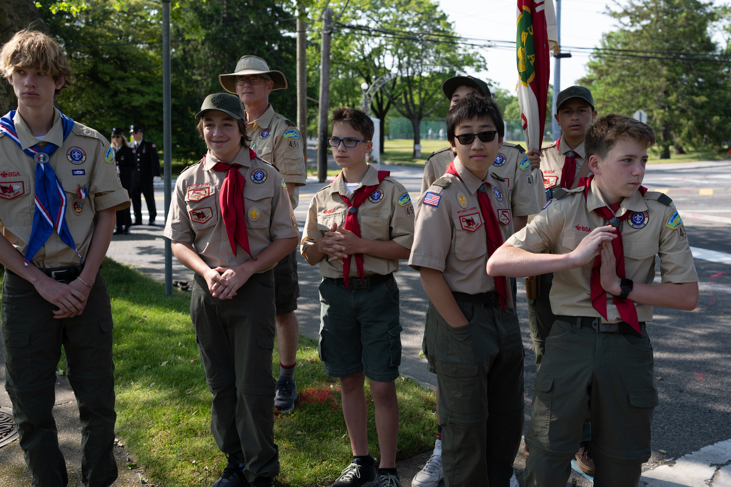 Members of Sag Harbor Boy Scout Troop 455 wait for the parade to begin. LORI HAWKINS