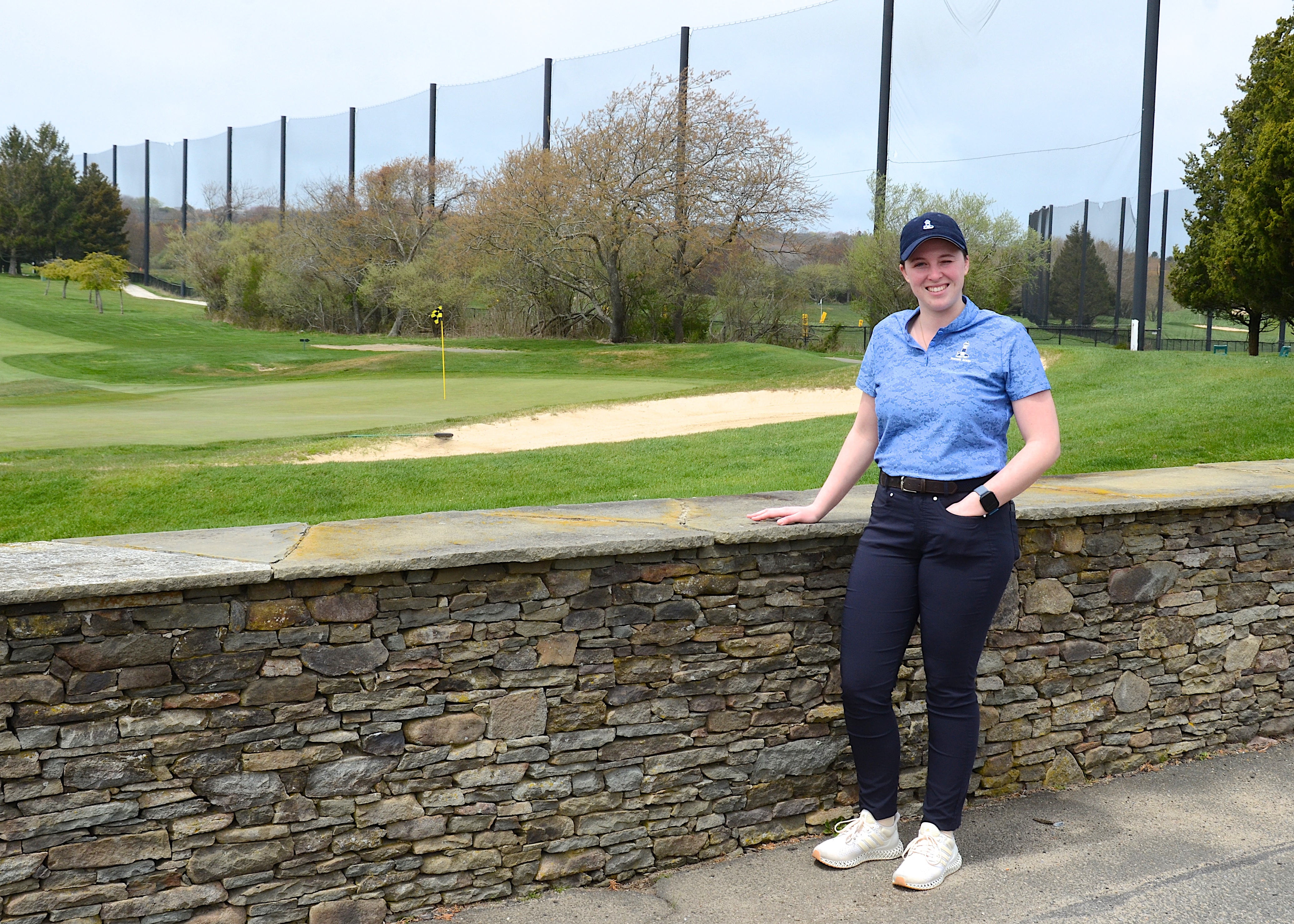 Angela Tocco is the new head pro at Montauk Downs Golf Course, the first female head pro at the Downs, or any other golf course on the East End for that matter.    KYRIL BROMLEY