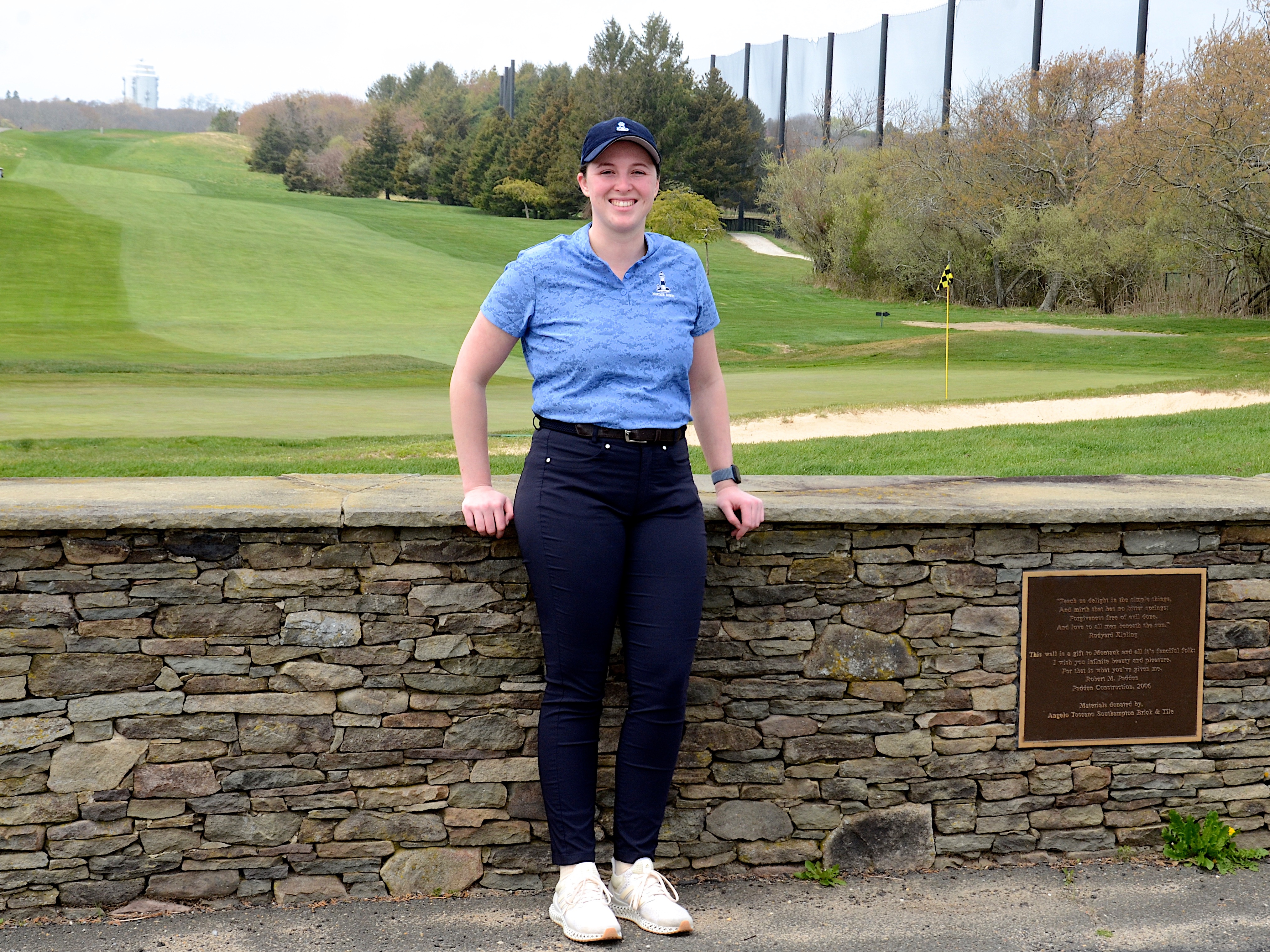 Angela Tocco is the new head pro at Montauk Downs Golf Course, the first female head pro at the Downs, or any other golf course on the East End for that matter.    KYRIL BROMLEY