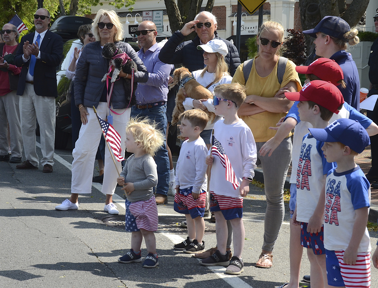 Spectators at the Memorial Day Parade in East Hampton on Monday.   KYRIL BROMLEY