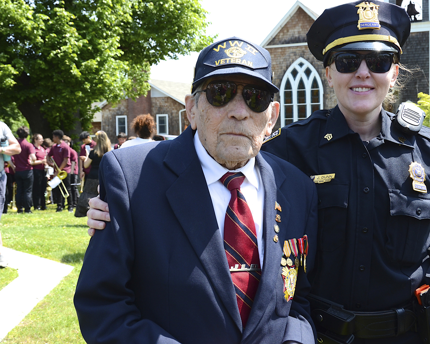 World War II Veteran Joe DiCristofaro, 98, at Memorial Day Services in East Hampton.  KYRIL BROMLEY