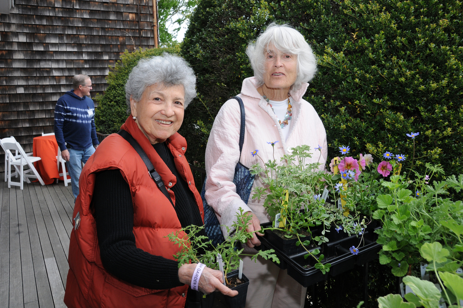 Ada Coniglio and Grania Brolin at the Horticultural Alliance of the Hamptons 2023 Garden Fair preview sale on Friday at the Bridgehampton Community House.   RICHARD LEWIN