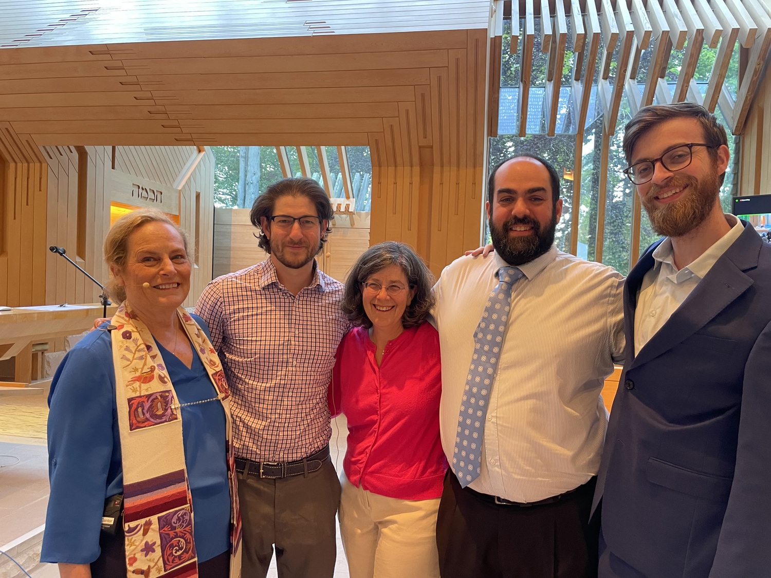 The Jewish Center of the Hamptons, Temple Adas Israel and the Conservative Synagogue of the Hamptons joined together on May 25 for an evening of learning with the rabbis. In celebration of the Jewish holiday Shavuot, the joint program unites the three communities around a sacred ritual called Tikkun Leil Shavuot. Tikkun means “correction,” while “Leil Shavuot” means “night of Shavuot.” Shavuot celebrates the giving of the Torah by God to the Jewish people, but, according to the legend, the Israelites overslept on the morning they were due to receive the Torah. As a correction for having overslept, the custom emerged of all-night learning. Rather than sleeping late, Jews would not sleep at all. From left, Cantor Debra Stein and Rabbi Josh Franklin of the Jewish Center of the Hamptons, Rabbi Jan Uhrbach of The Conservative Synagogue of the Hamptons, and Rabbi Dan Geffen and Student Cantor Kevin McKenzie of Temple Adas Israel.