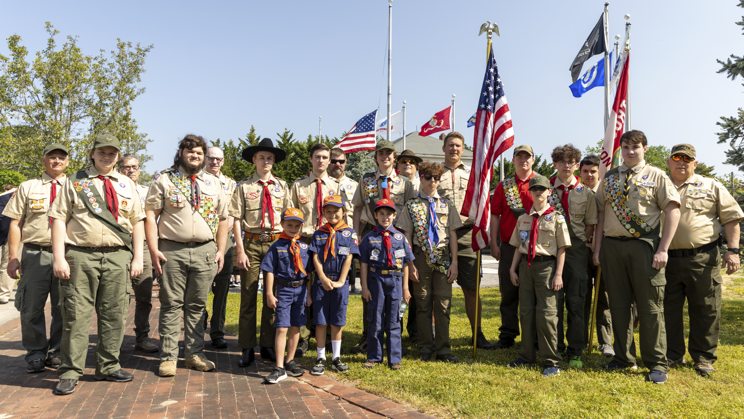 Scouts during Memorial Day observations in Hampton Bays on Monday.