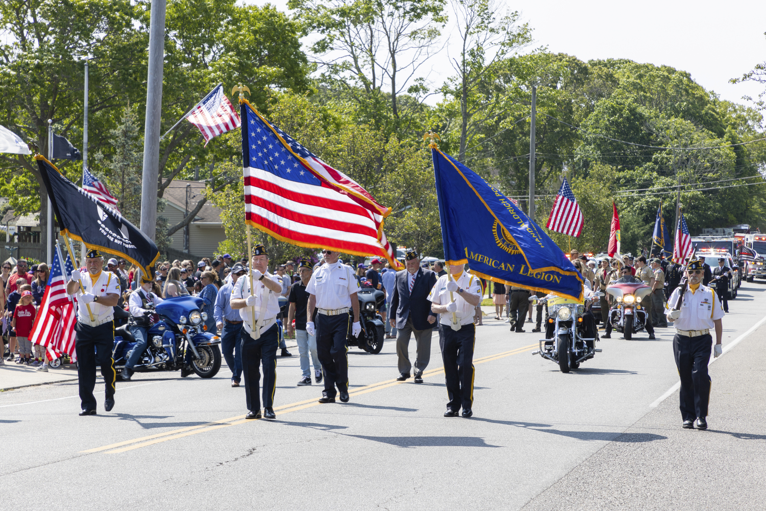The color guard during the Memorial Day parade in Hampton Bays on Monday.