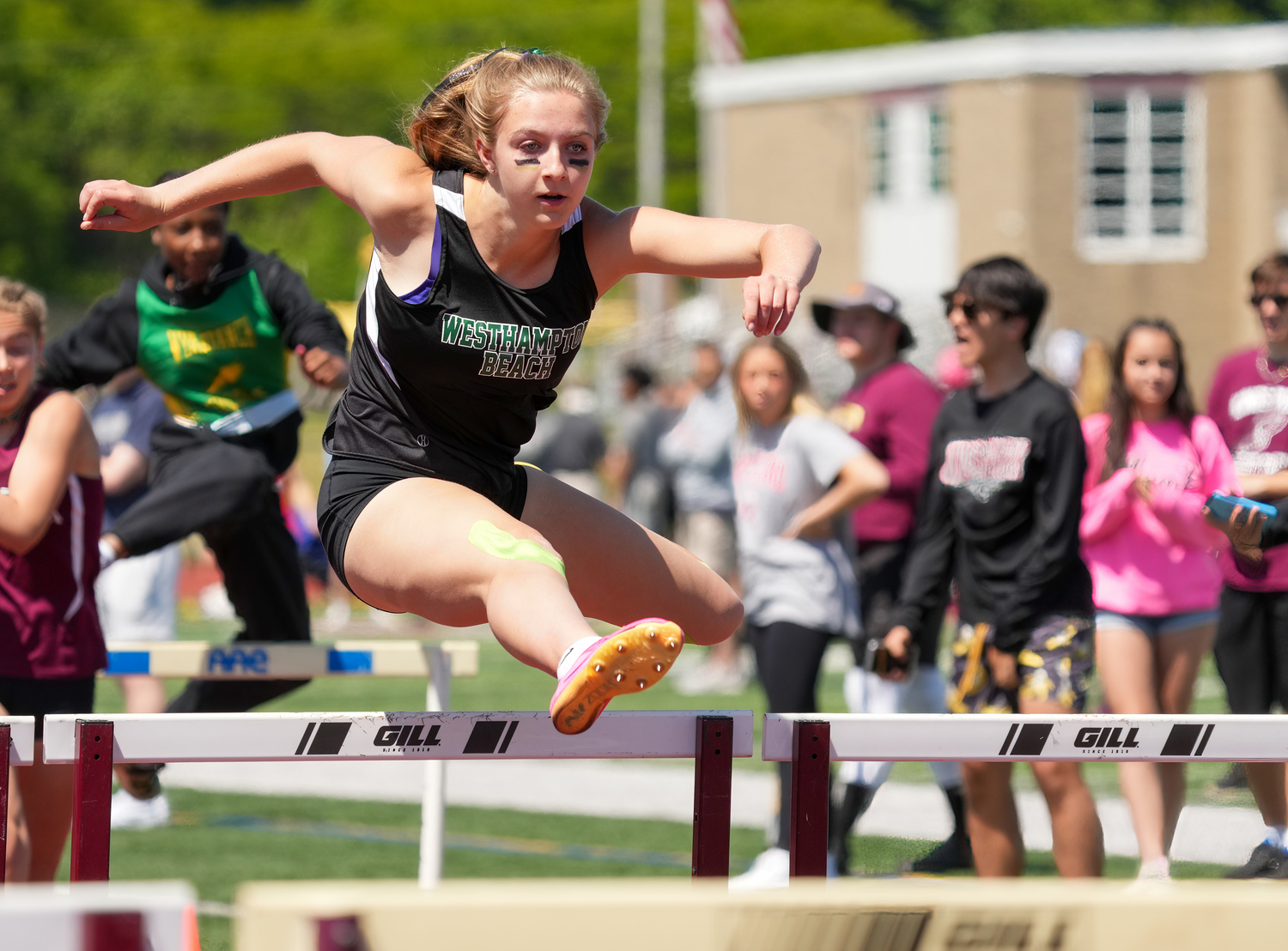 Westhampton Beach junior Madison Phillips was county champion in the 100-meter hurdles on Thursday, May 25.   RON ESPOSITO