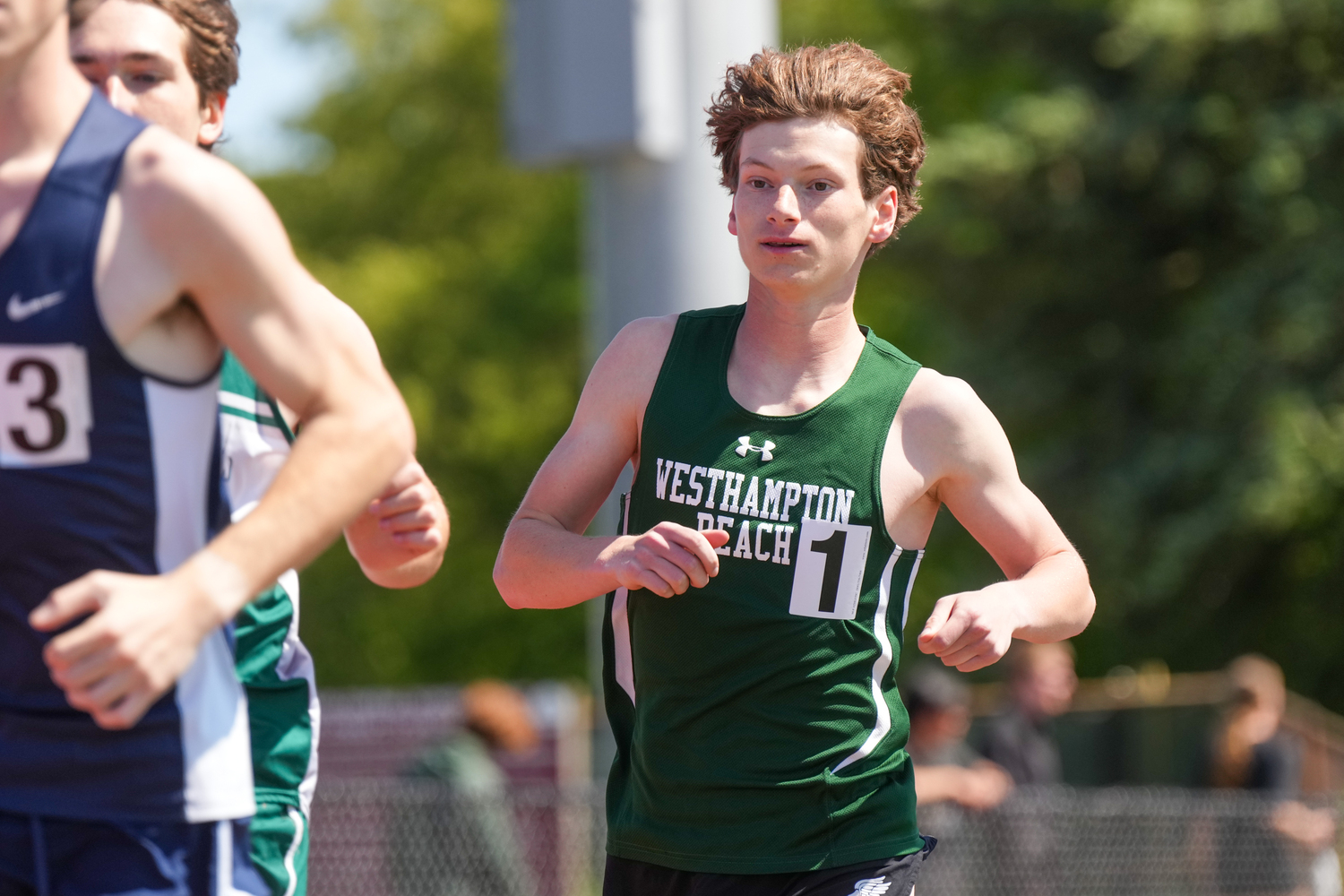 Westhampton Beach senior Max Haynia won the county title in the 3,200-meter race in Kings Park last week.   RON ESPOSITO