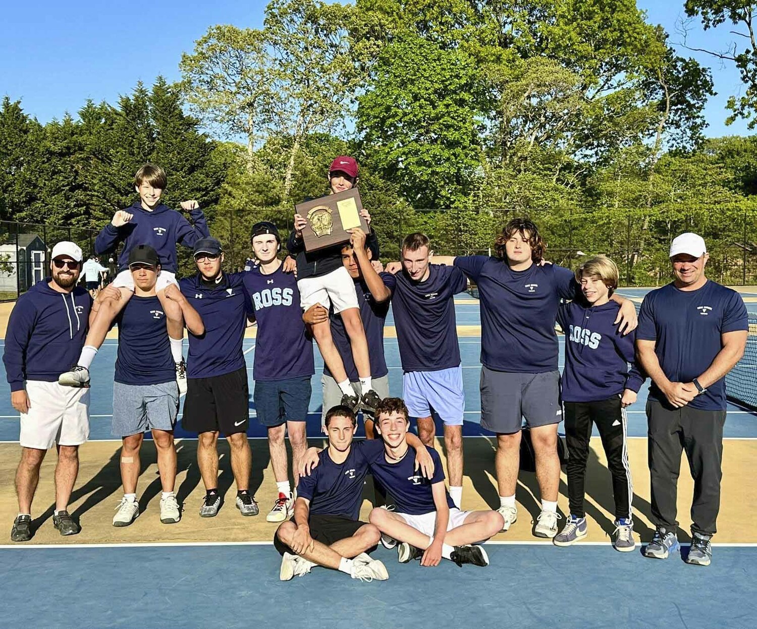 The Ross School boys tennis team won its first-ever Small Schools County Championship on Thursday, May 18.   COURTESY ROSS SCHOOL