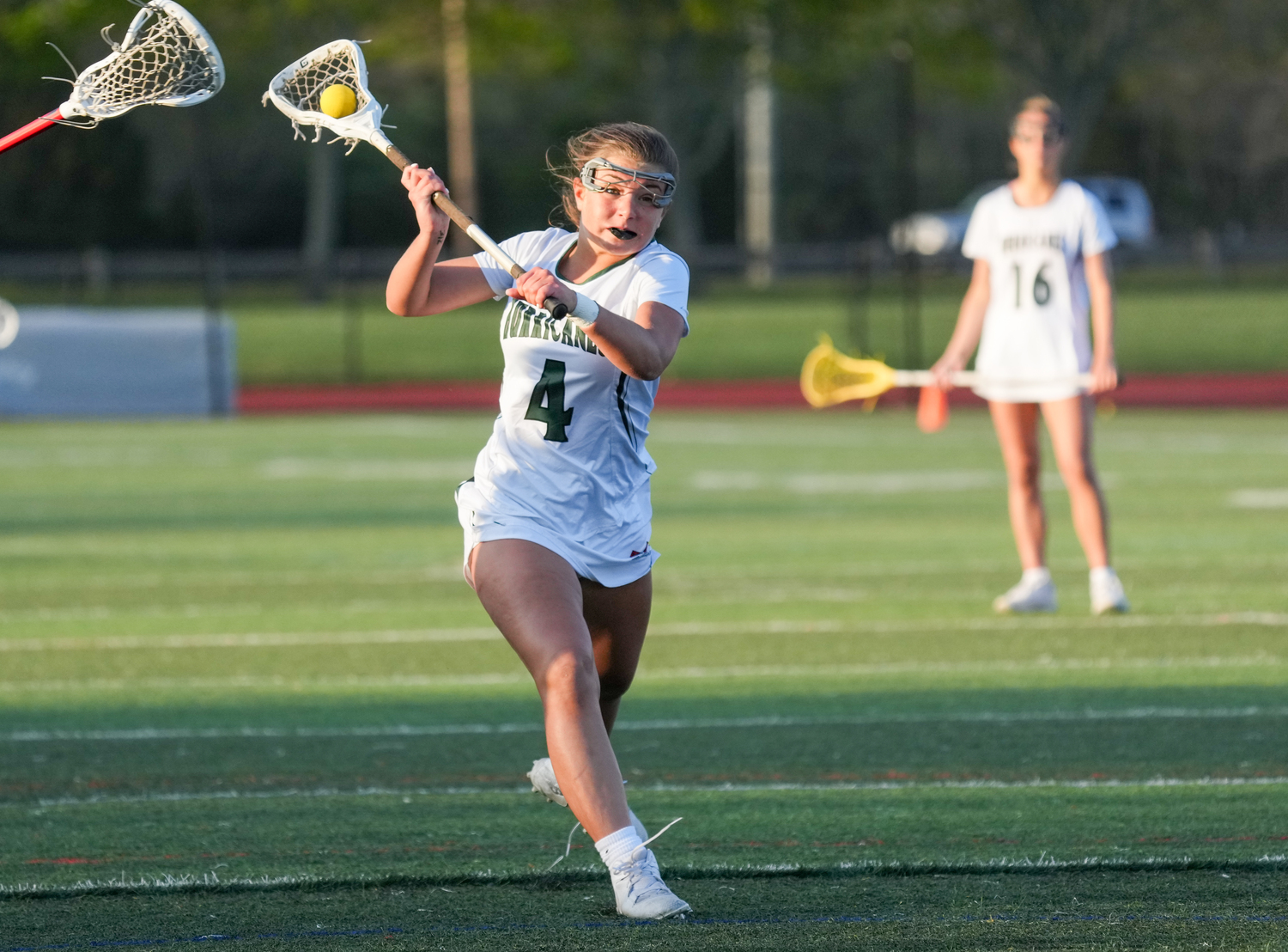 Sophomore attack Brie Provenzano fires a free position shot. RON ESPOSITO