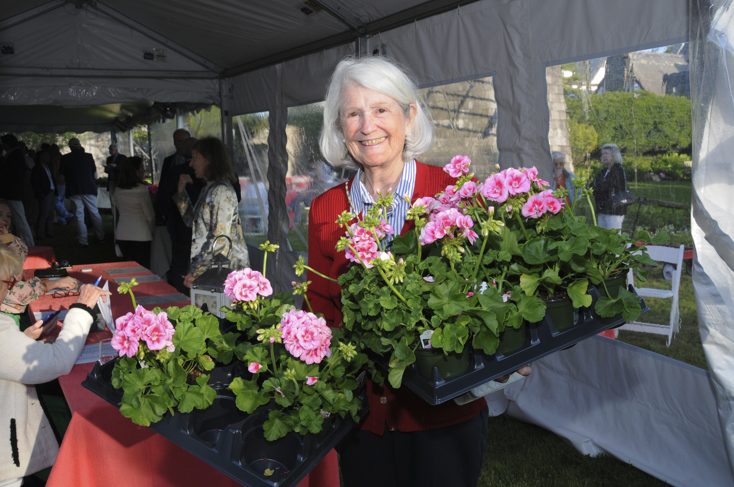 Lalitte Smith at the Garden Club of East Hampton's annual garden party and plant sale on the grounds of Mulford Farm in East Hampton on Friday evening. Plant lovers took home armloads and Flexible Flyers full of their favorites and bid for silent auction items. A special 