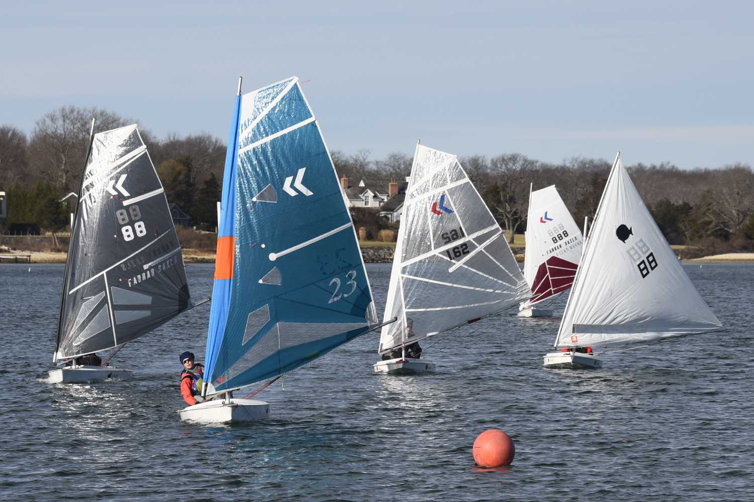 Sag Harbor resident Scott Sandell has been making sails for a fleet of Rocket sailboats that sail out of Breakwater Yacht Club. MIKE MELLA PHOTOS