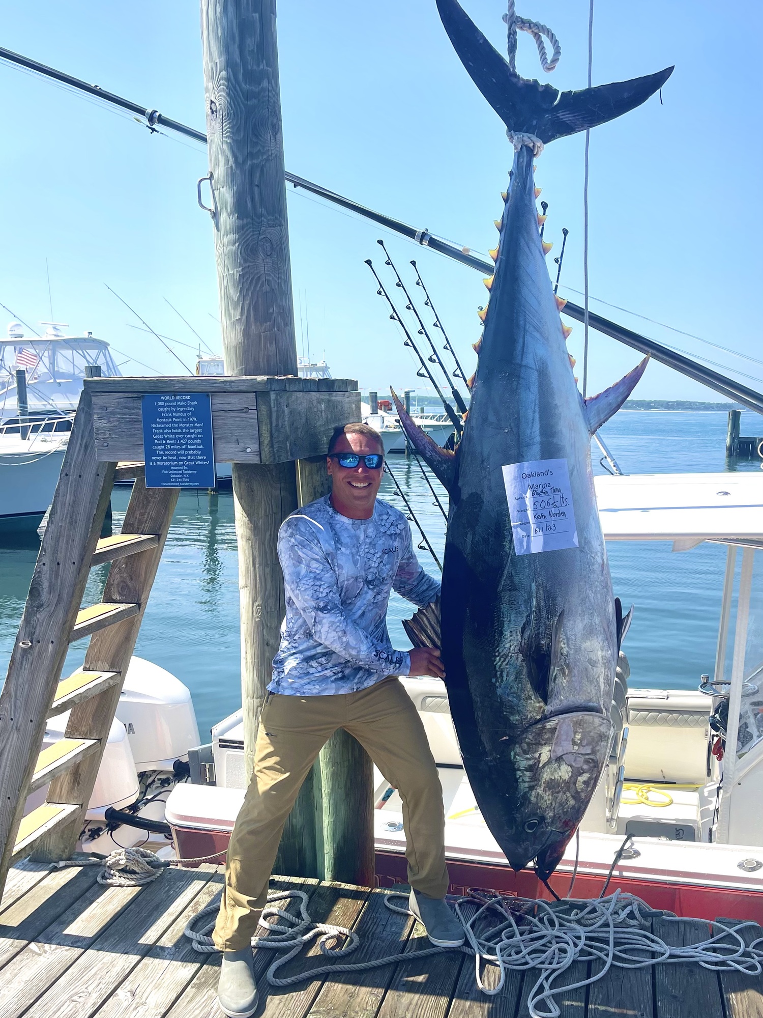 Kevin Norden boated this 506-pound bluefin tuna while fishing out of Shinnecock Inlet last week.