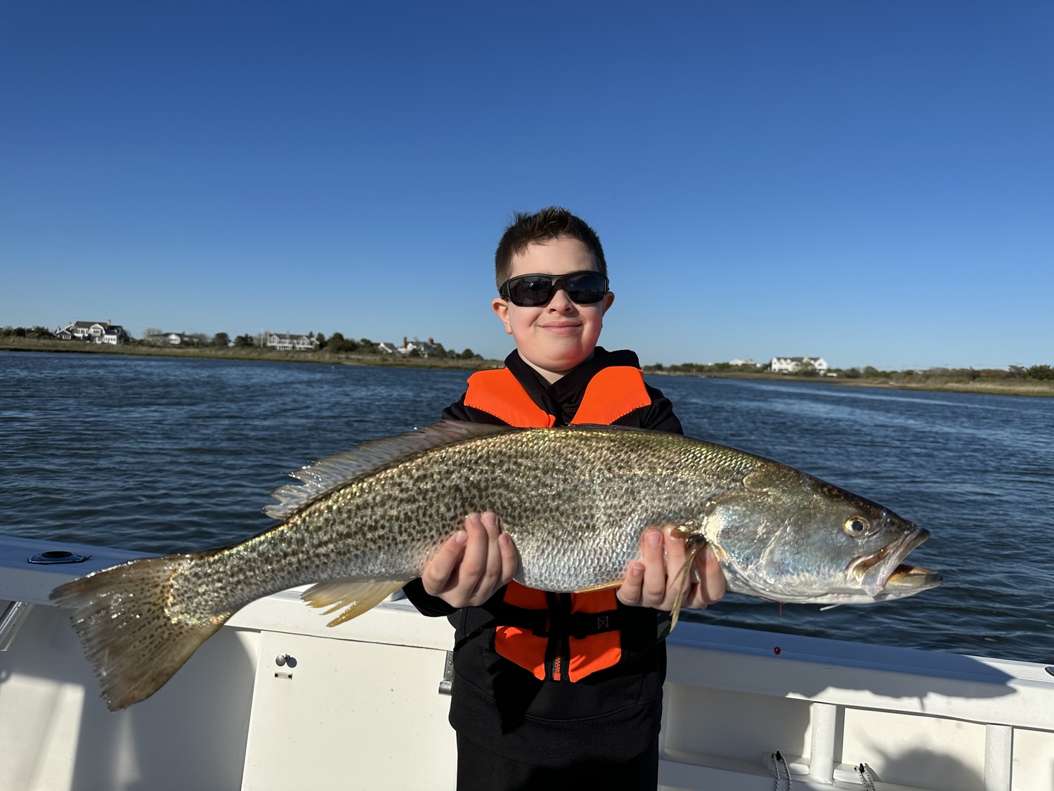 Nate Tessitore of East Quogue with a nice Shinnecock Bay weakfish.