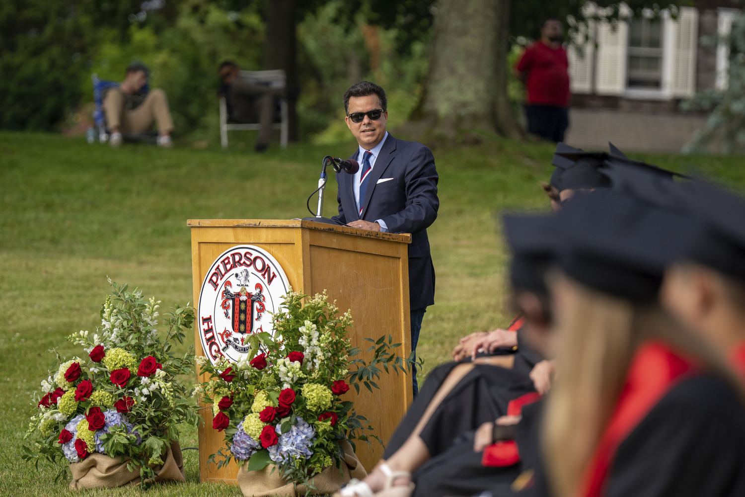 Journalist John Avalon delivers the keynote address at Pierson graduation on Saturday.  RON ESPOSITO