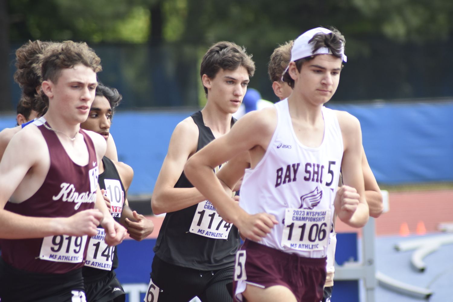 Westhampton Beach junior Trevor Hayes running in the 3,000-meter steeplechase.   DREW BUDD