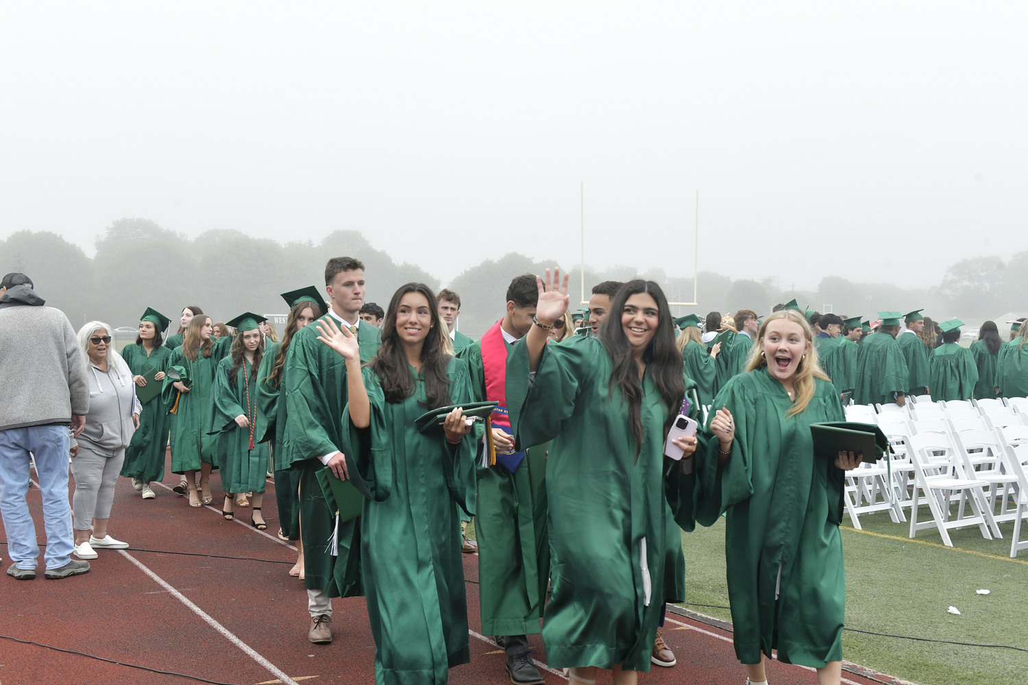 Newly minted graduates at Westhampton Beach High School on Friday night.  DANA SHAW