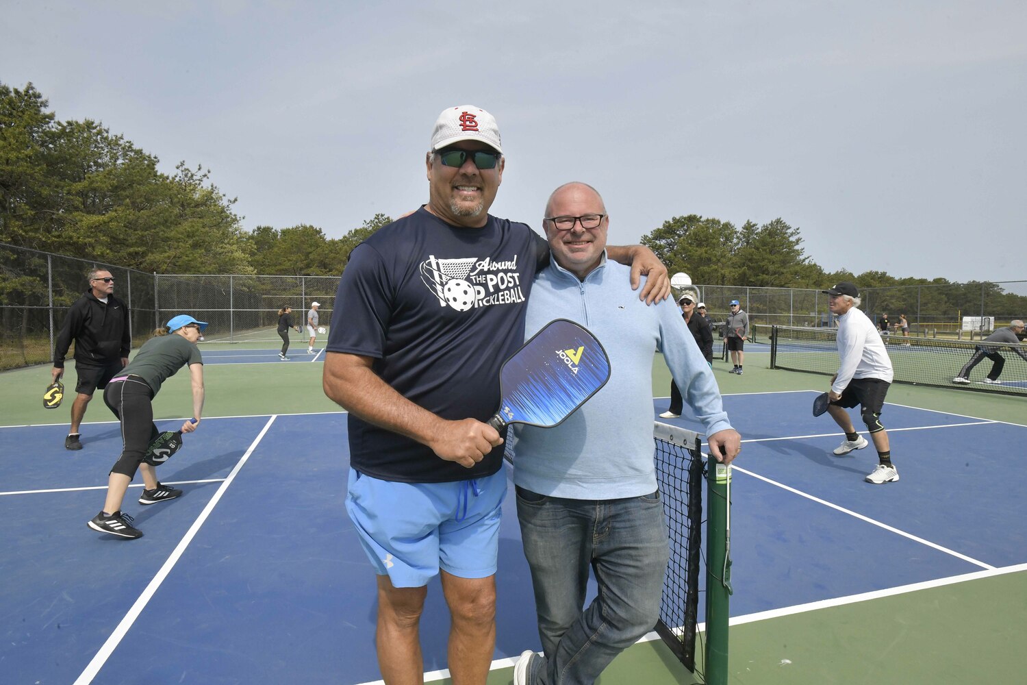 Scott Green and Peter Bachmore on the courts at Hampton West Park in Westhampton.  DANA SHAW