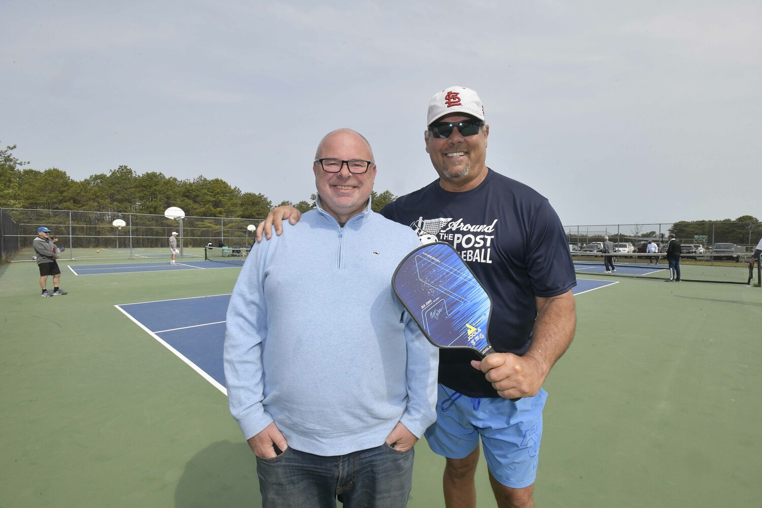 Peter Bachmore and Scott Green on the courts at Hampton West Park in Westhampton.  DANA SHAW