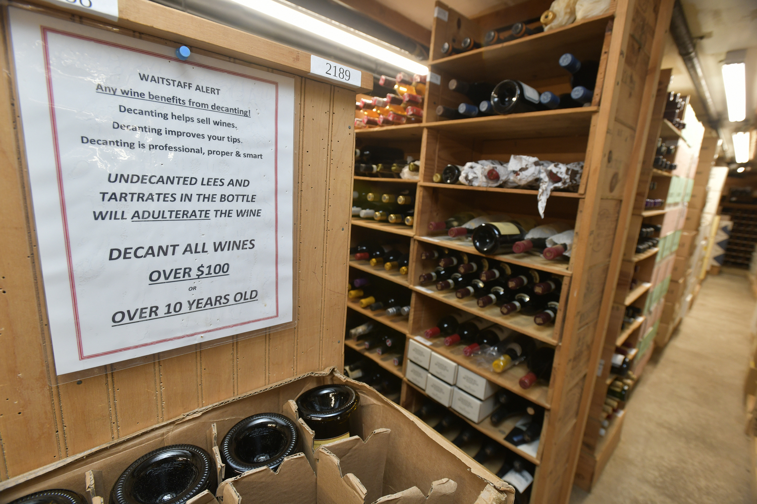 The wine cellar at the American Hotel in Sag Harbor.   DANA SHAW