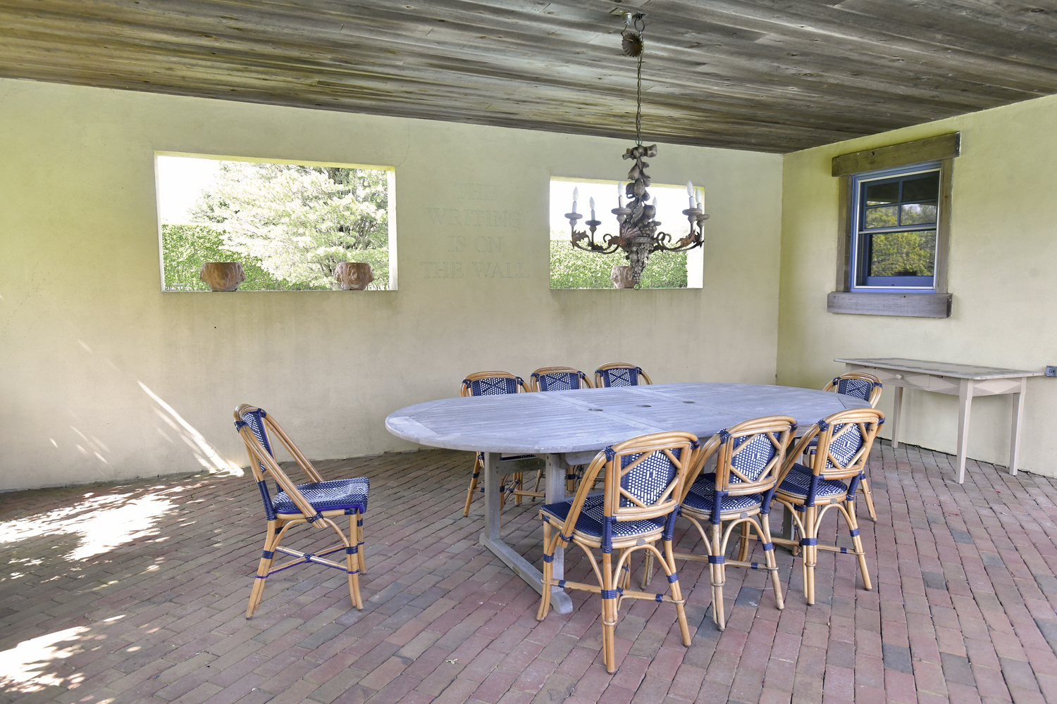 The outdoor dining area at villa des Amis.   DANA SHAW