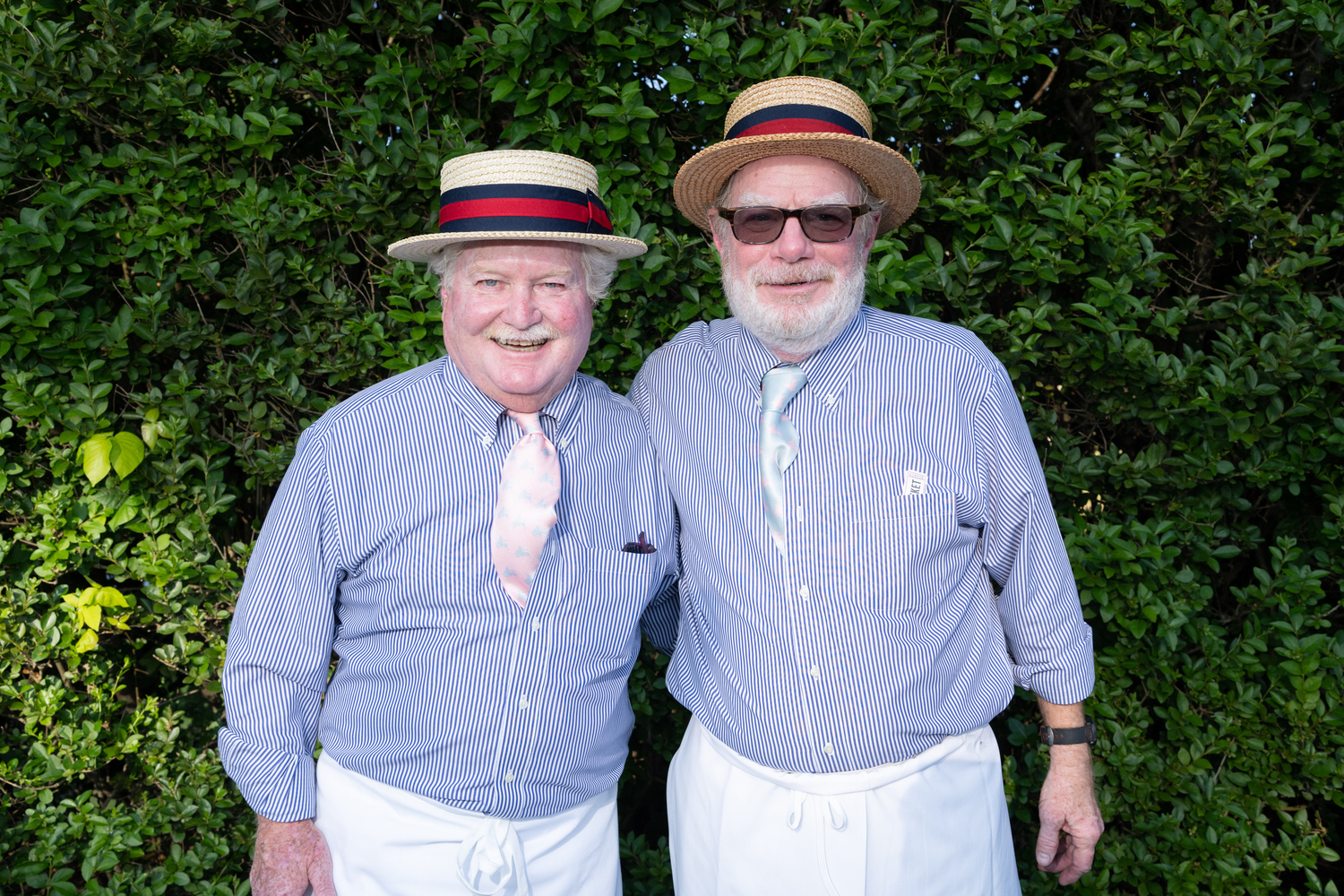 Fighting Chance, a cancer support organization with offices in Sag Harbor and Southampton, held its annual summer benefit on Saturday, June 10, in the Artemas Ward's Italian Gardens at the home of Rich Hogan on Shelter Island. Jim Gereghty and Chris Carey were the celebrity bartenders. COURTESY FIGHTING CHANCE