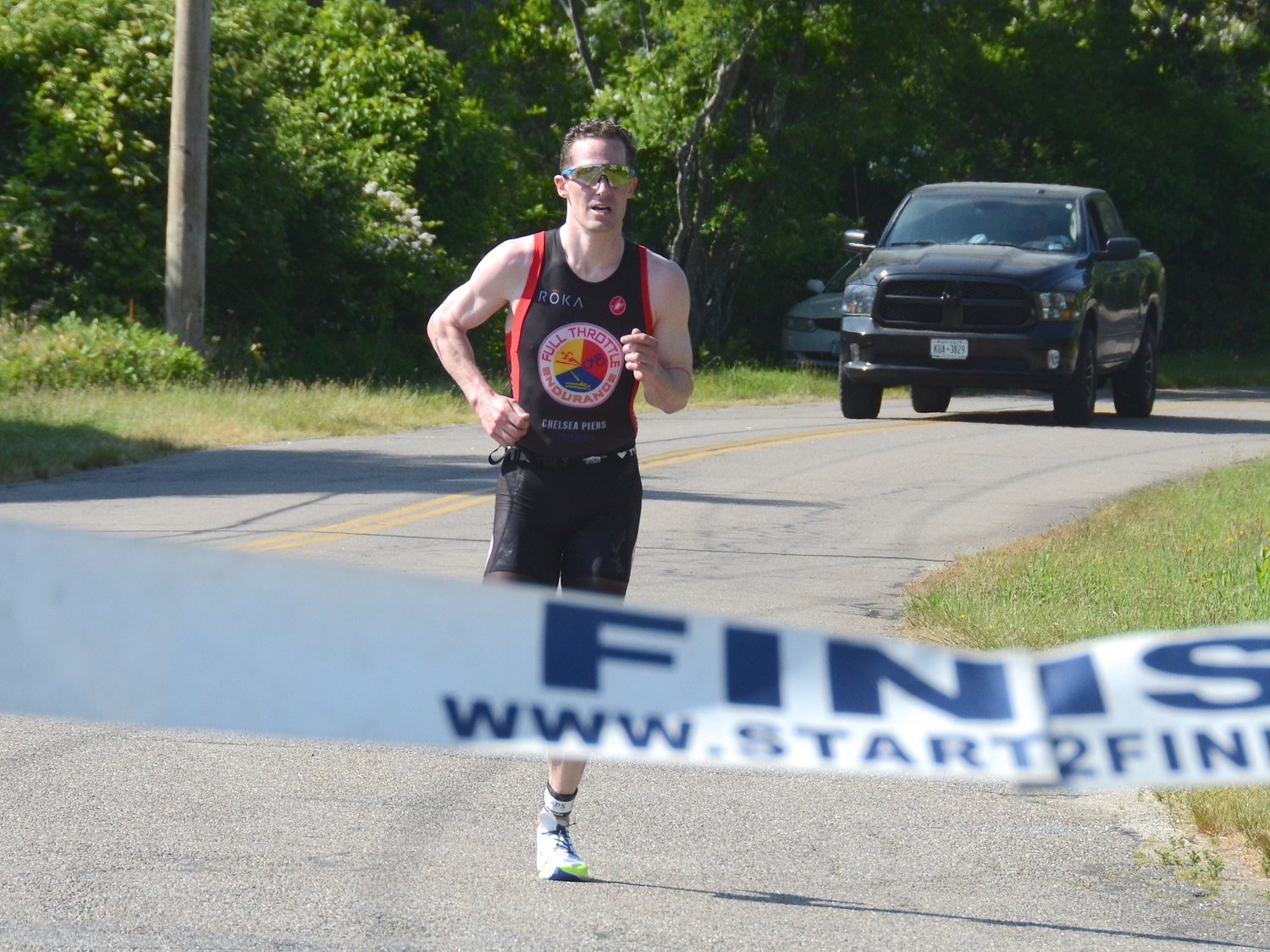 William Huffman, 30, of New York City won the 42nd annual RJA Memorial Mighty Montauk Triathlon on Saturday, his second straight win.  KYRIL BROMLEY