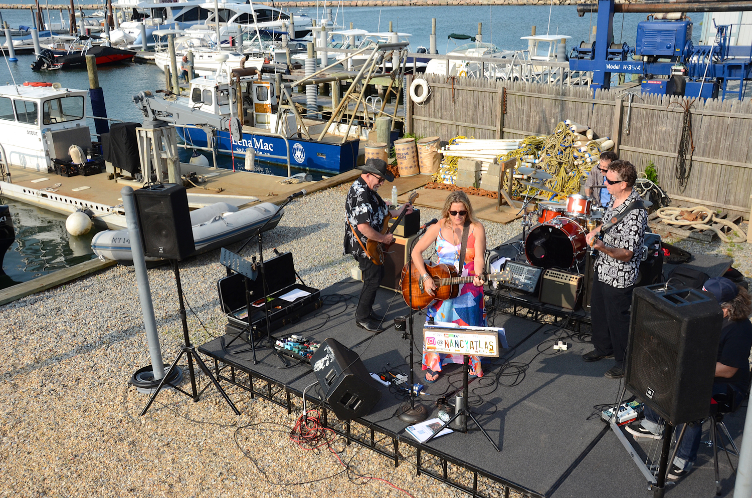 Nancy Atlas performs at the Spotlight on Boating Launch Party and Trade Show at the Breakwater Yacht Club in Sag Harbor on Thursday, June 15.