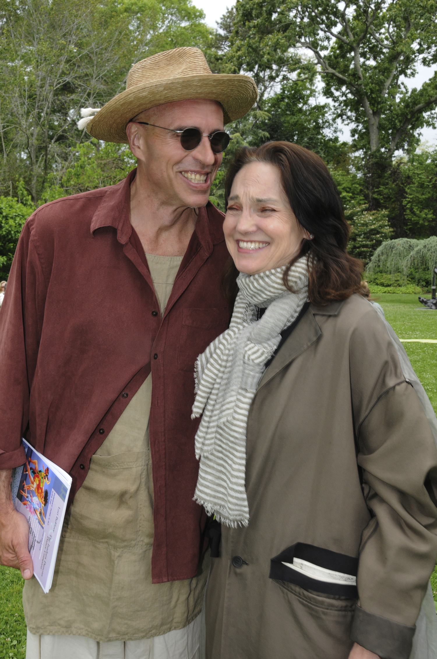 Jason Amis with Carrie Rebora Barratt at LongHouse Reserve in in East Hampton on Sunday for an interpretive dance performance by Lori Belilove and her Isadora Duncan Dance Company.  RICHARD LEWIN