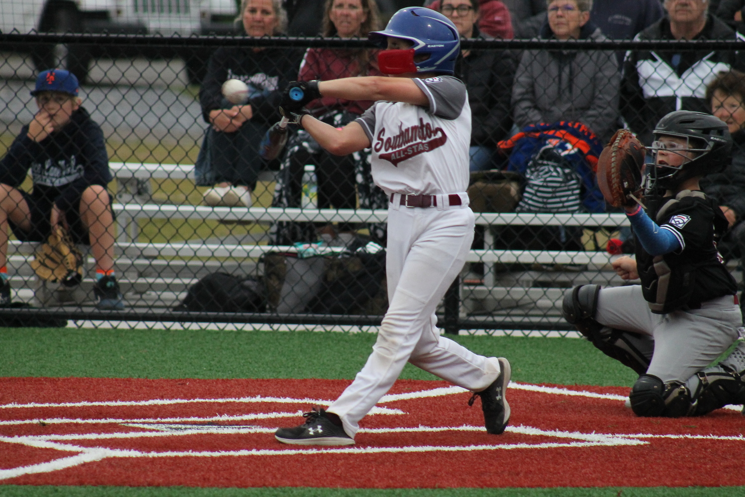 Carter Stevens offers at a pitch.  KRIS VINSKI