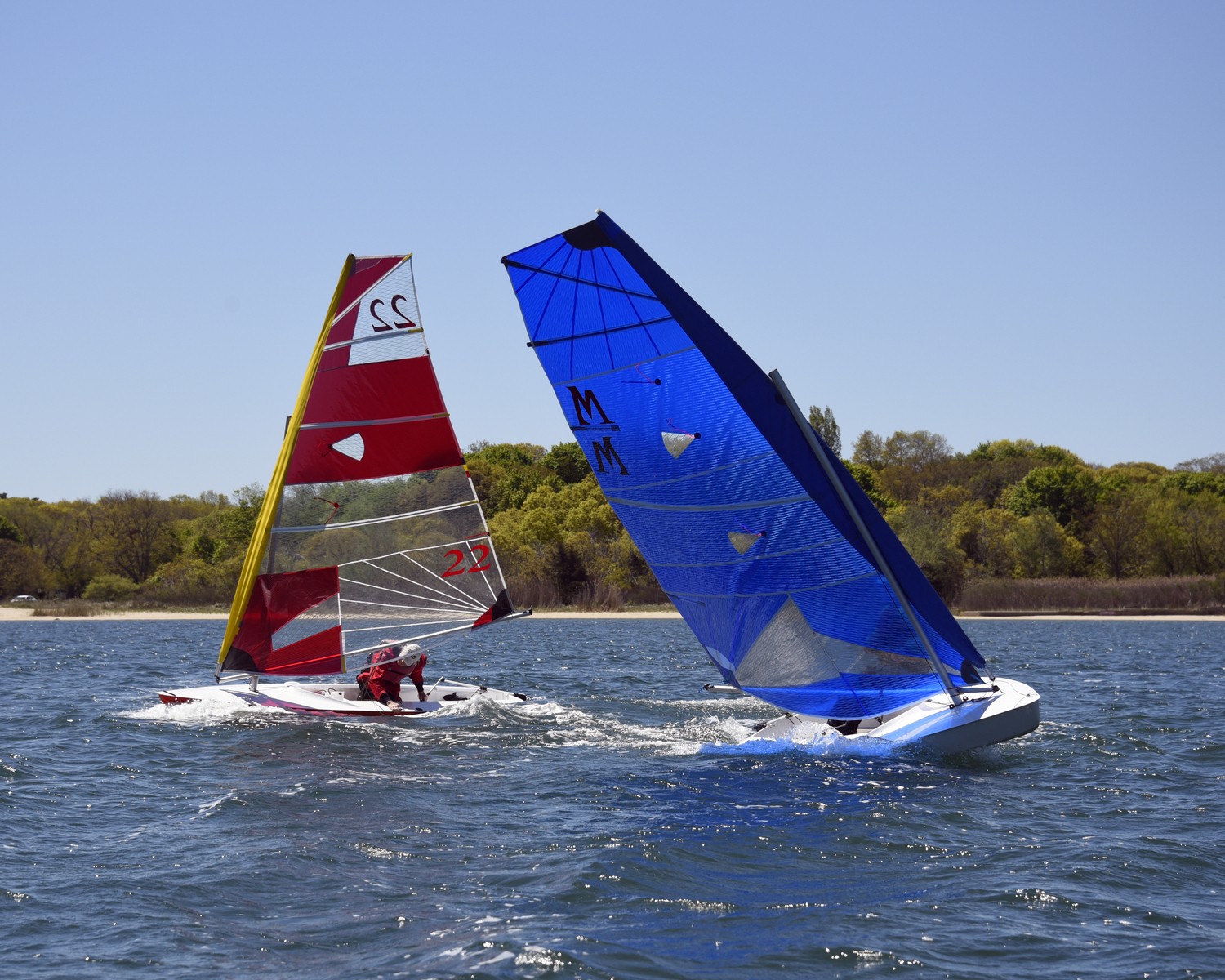 Sag Harbor resident Scott Sandell has been making sails for a fleet of Rocket sailboats that sail out of Breakwater Yacht Club. MIKE MELLA PHOTOS