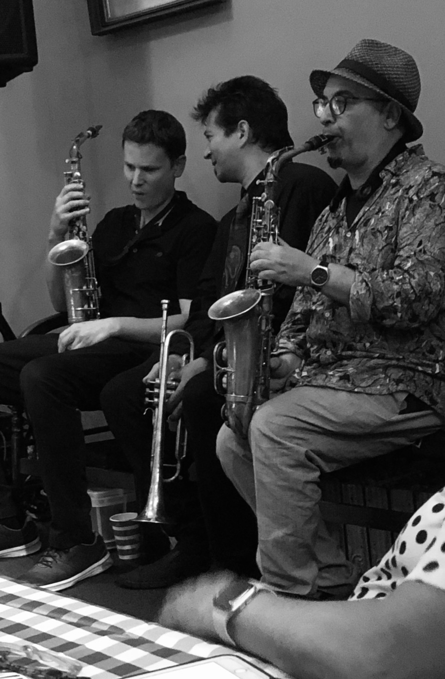 Omar Kabir, Oscar Feldman and John Ludlow play at Jazz Night. ANTHONY LOMBARDO