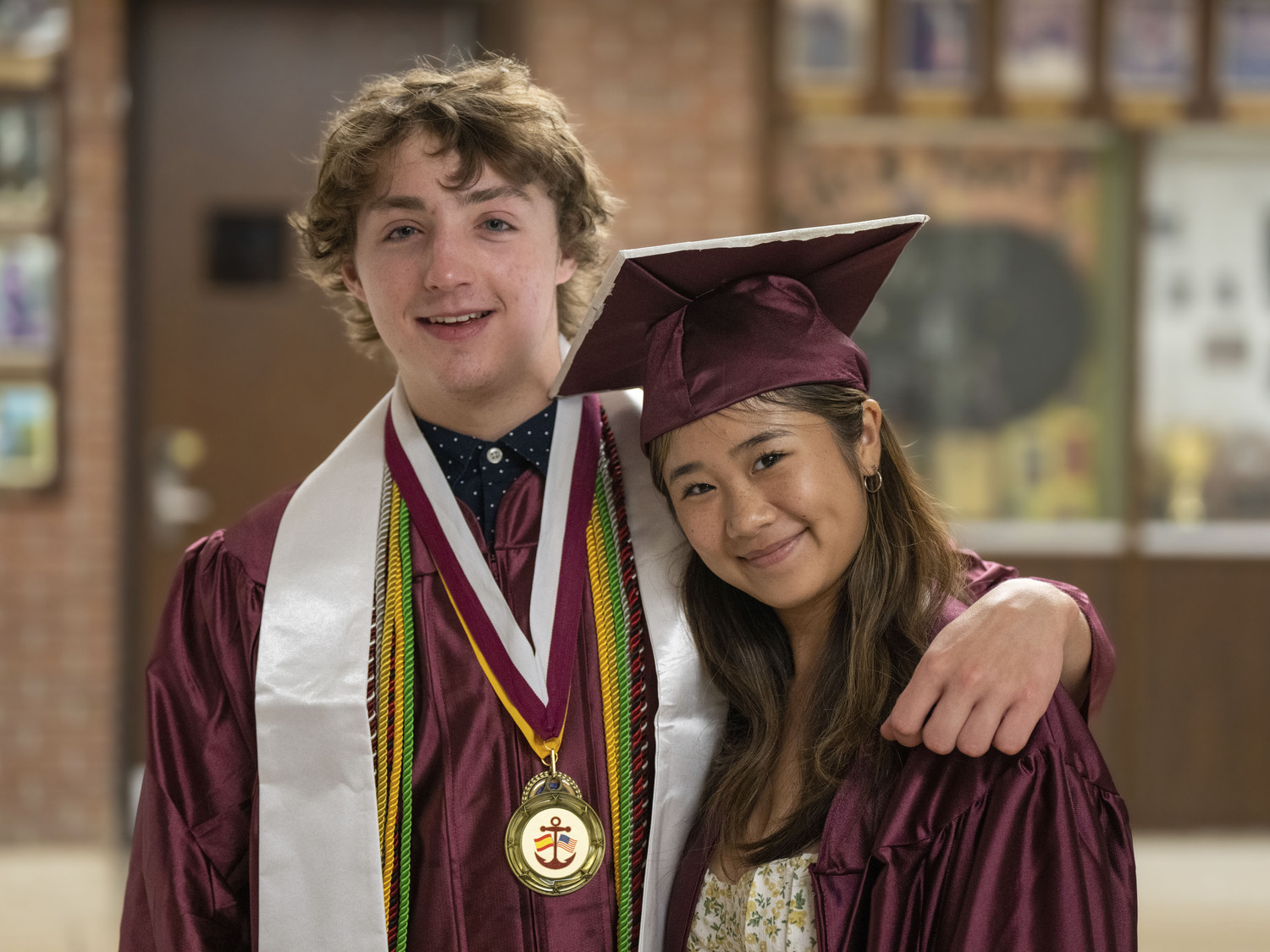 Luke Mobius and Lily Esposito at Southampton High School graduation on June 23.  RON ESPOSITO