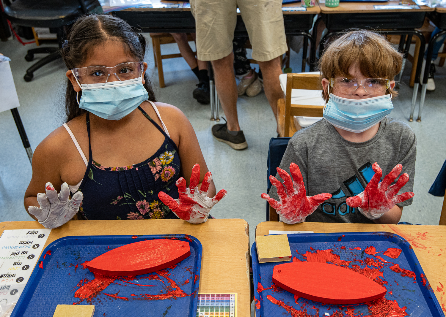 Sag Harbor Elementary School third graders recently completed a course in building sailboats taught by volunteers from the East End Classic Boat Society.  HUGH BROWN