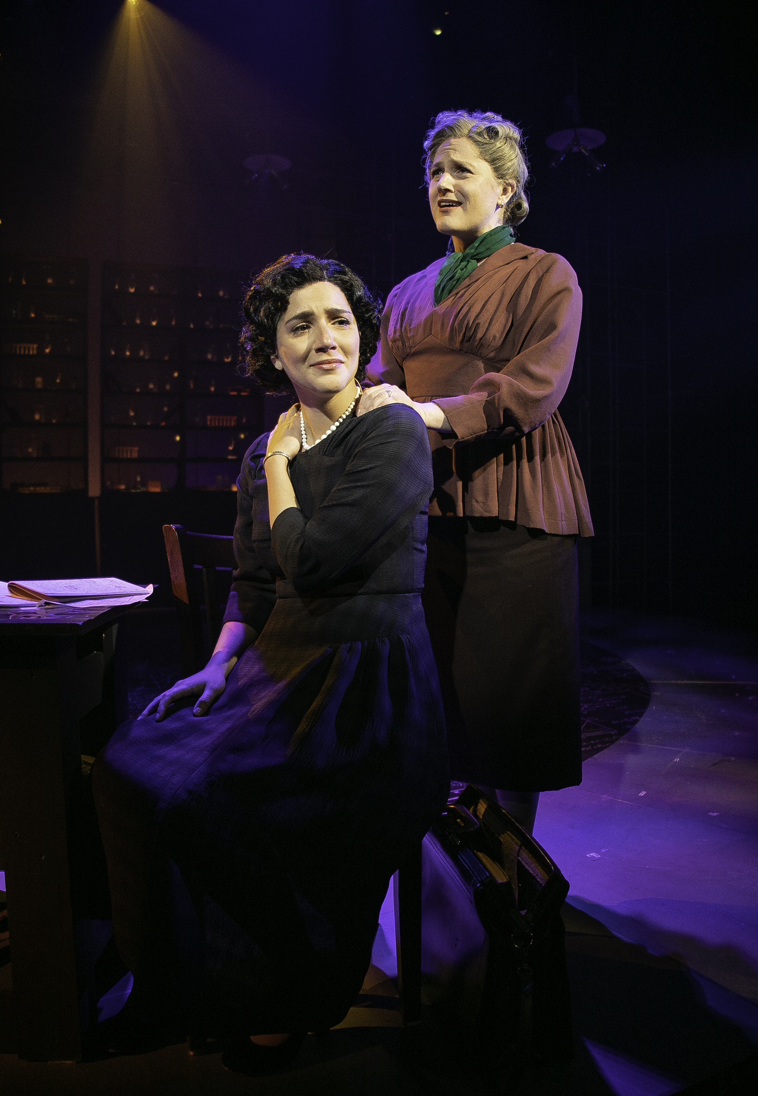 Samantha Massell as Rosalind Franklin and Amy Justman as Adrienne Weill in 