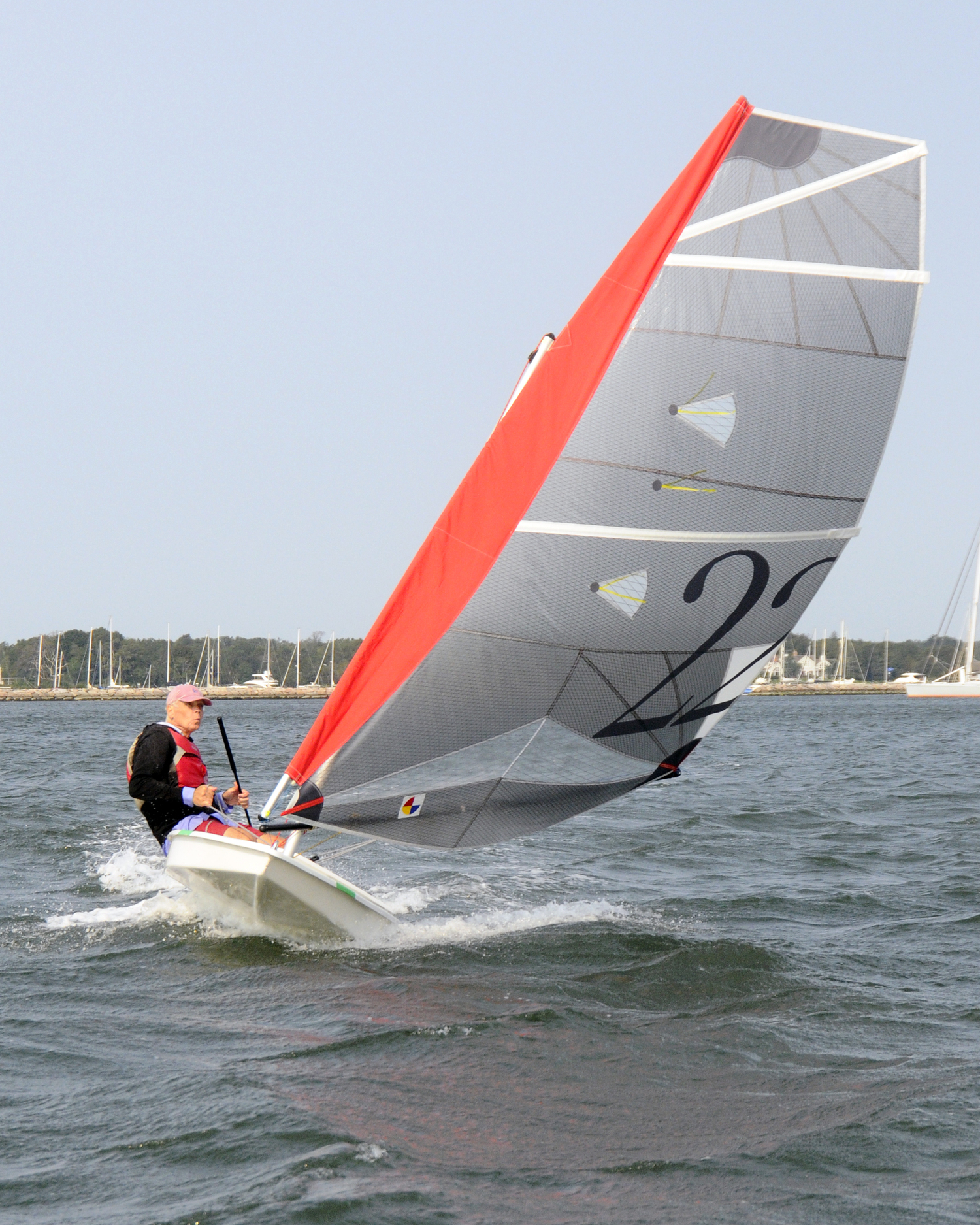 Sag Harbor resident Scott Sandell has been making sails for a fleet of Rocket sailboats that sail out of Breakwater Yacht Club. MIKE MELLA PHOTOS